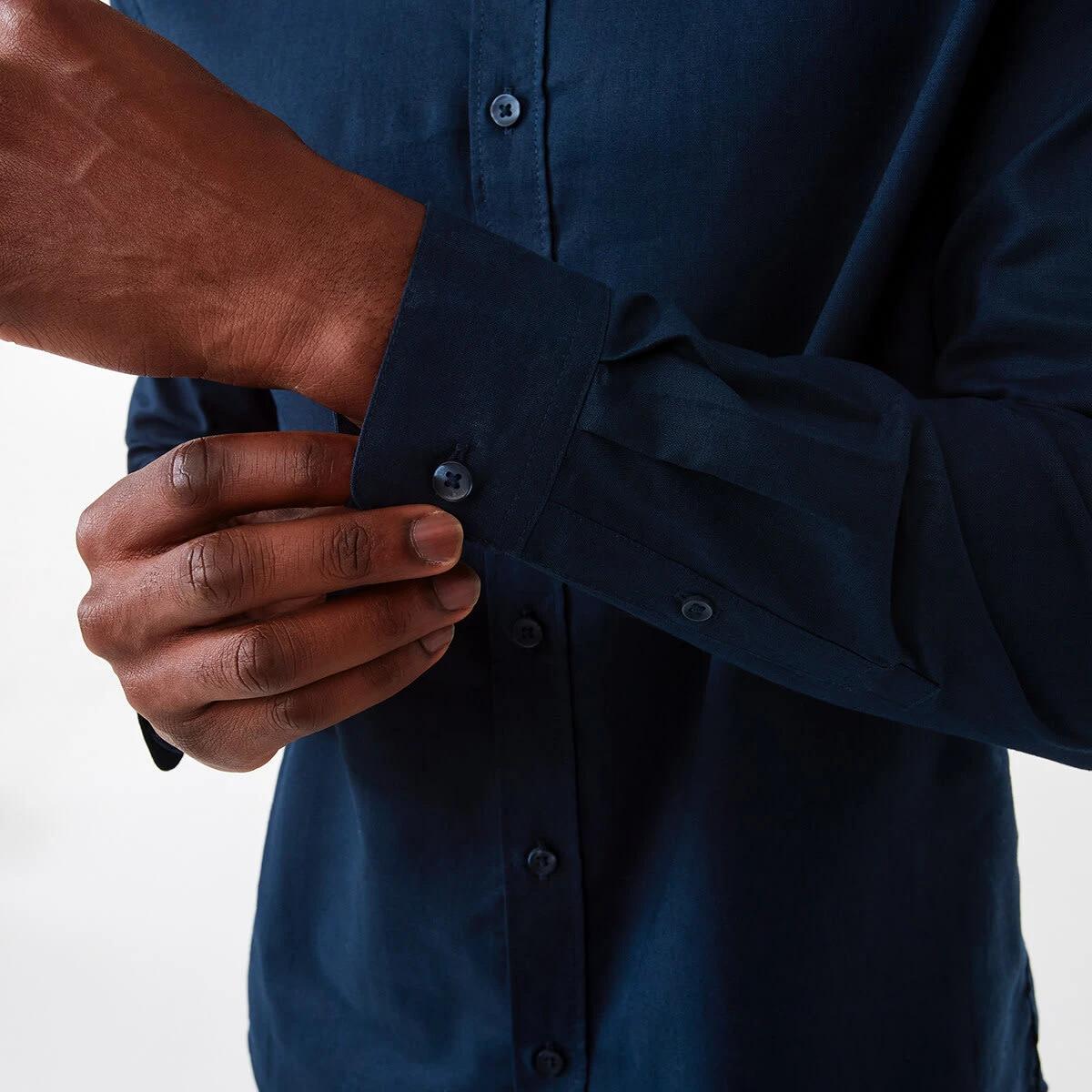 7 Long Sleeve Solid Linen Blend Shirt Blu Pcoat, 7 of 7