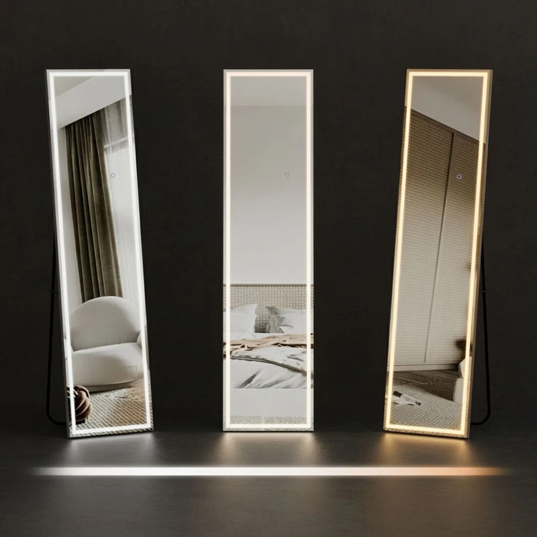 4 Embellir Full-Length Floor Wall Mirrors LED Light - Clear, 4 of 5