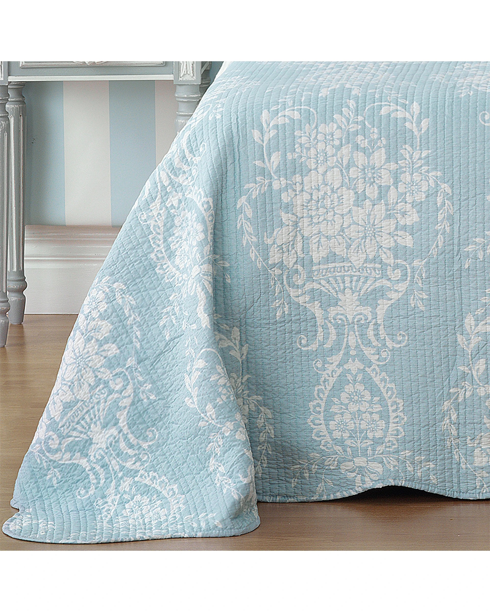 2 Bianca Florence Bedspread Pillowcase Set - Queen Bed - Blue, 2 of 3