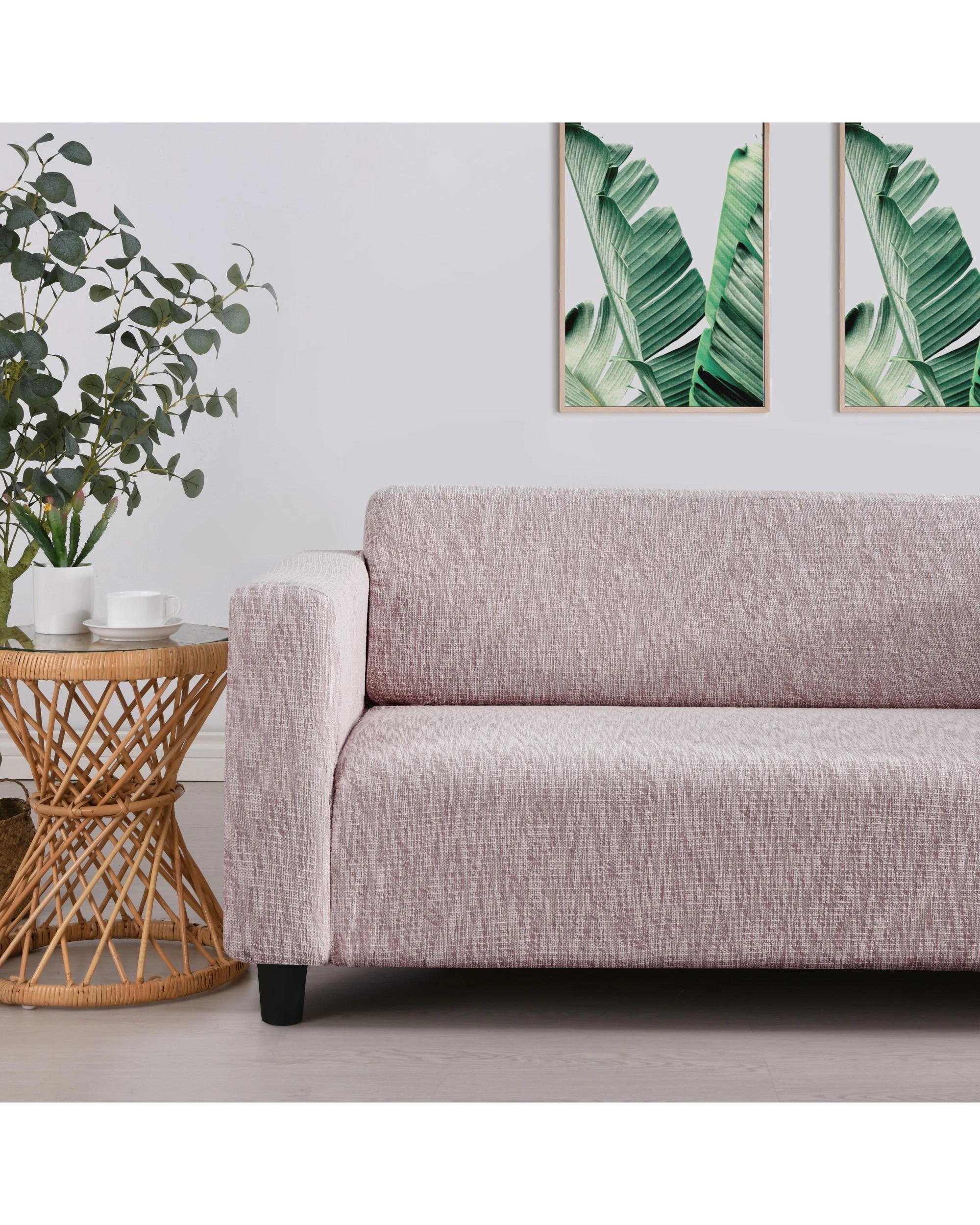 1 Sherwood Faux Linen Stretch Fit Couch Covers 3 Seater - Rose, 1 of 3