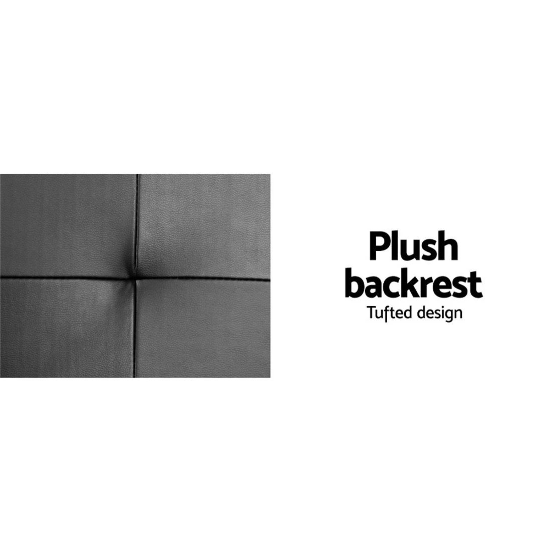 4 Artiss Sofa Bed Couch 188CM  PU Leather - Black, 4 of 7