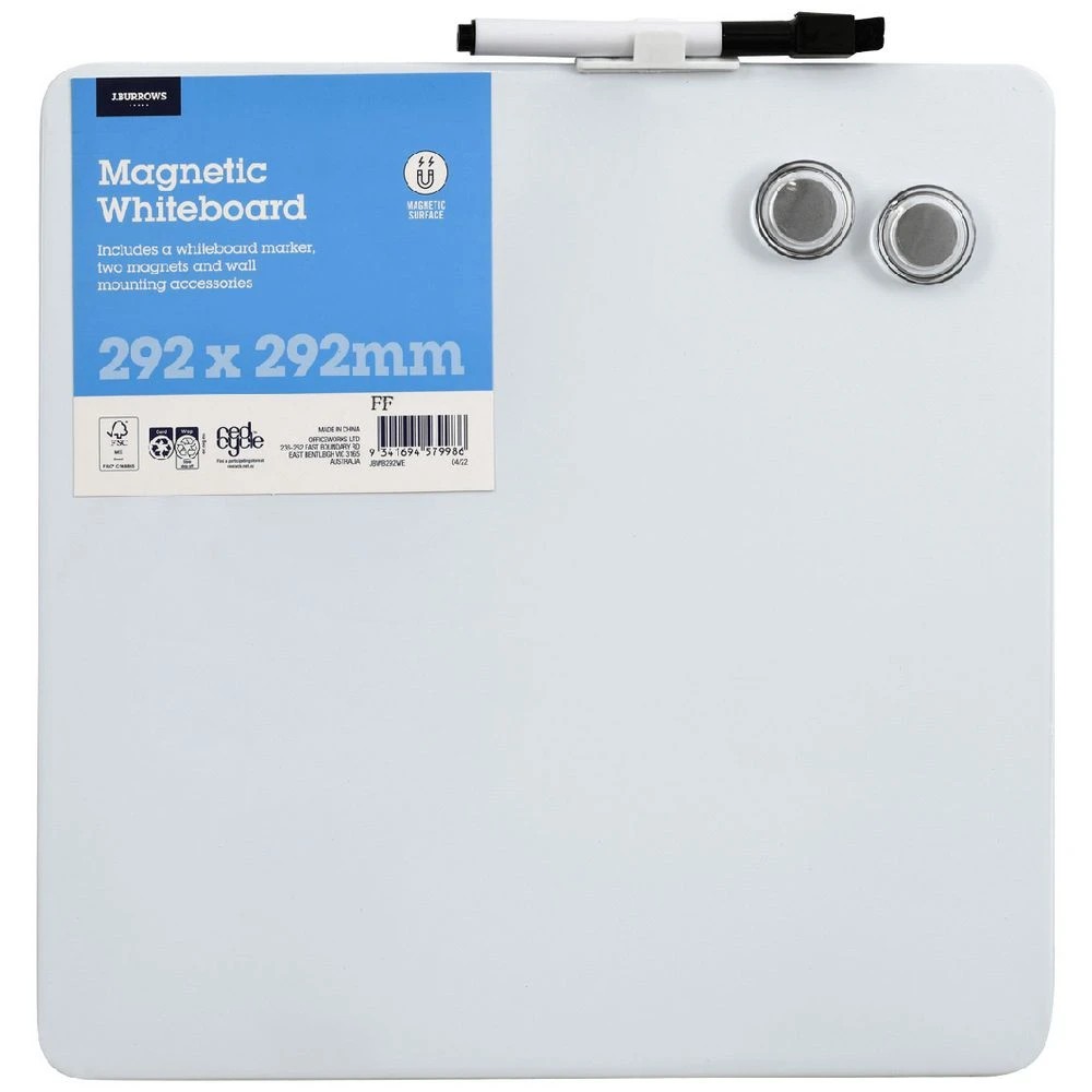 1 J.Burrows Magnetic Whiteboard 292 x 292mm White, 1 of 1