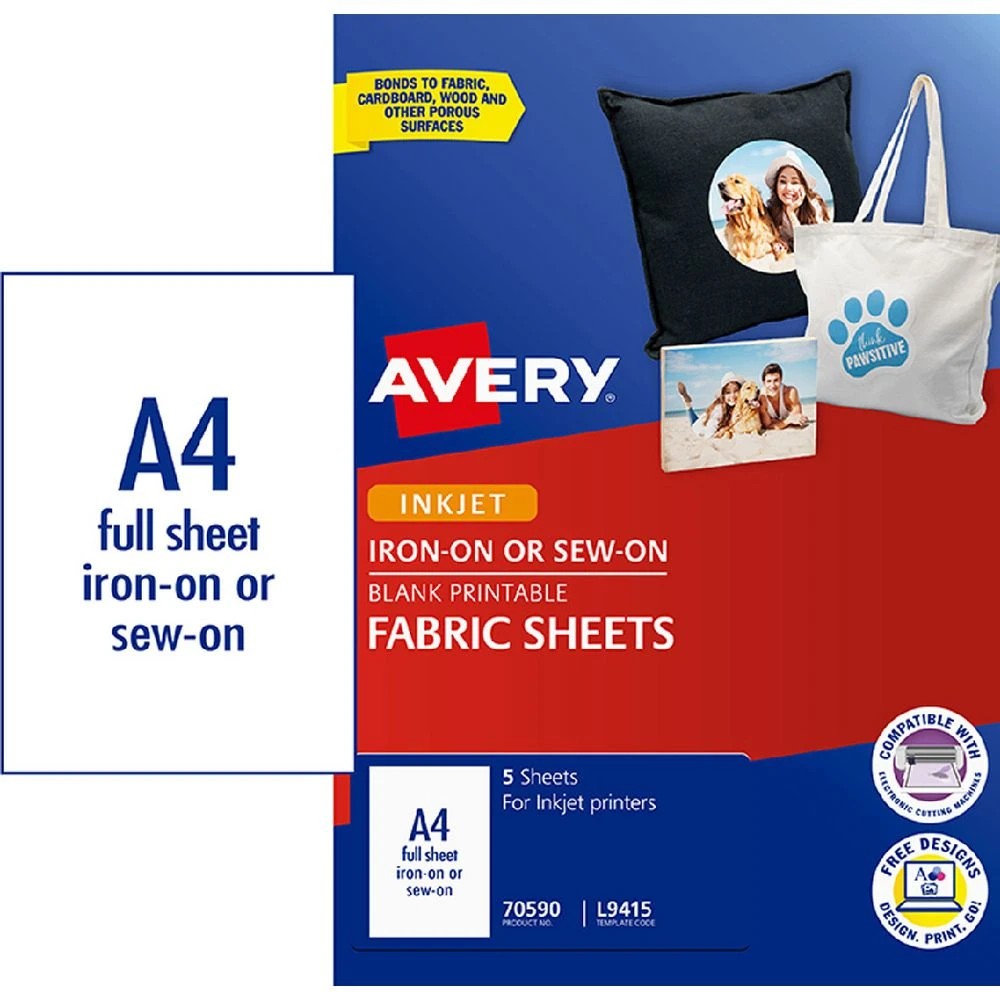 1 Avery 1UP Iron On Fabric Transfers 5 Pack, 1 of 8