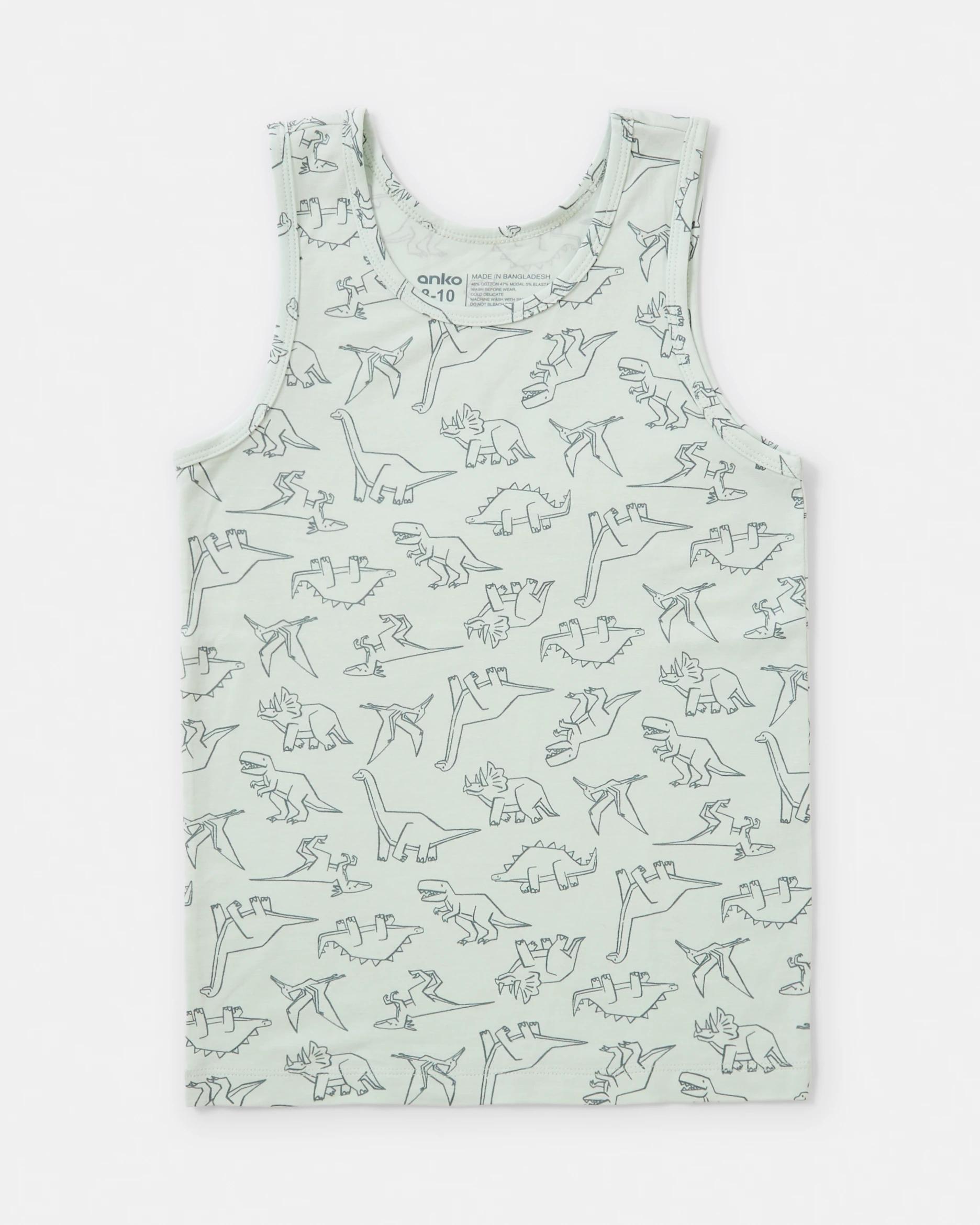 4 3 Pack Singlets Grey Dino, 4 of 6