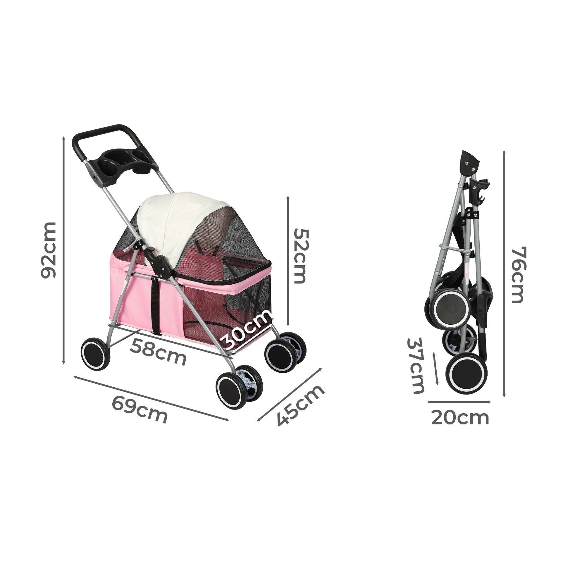 5 Pawz Detachable Pet Stroller-pink, 5 of 6