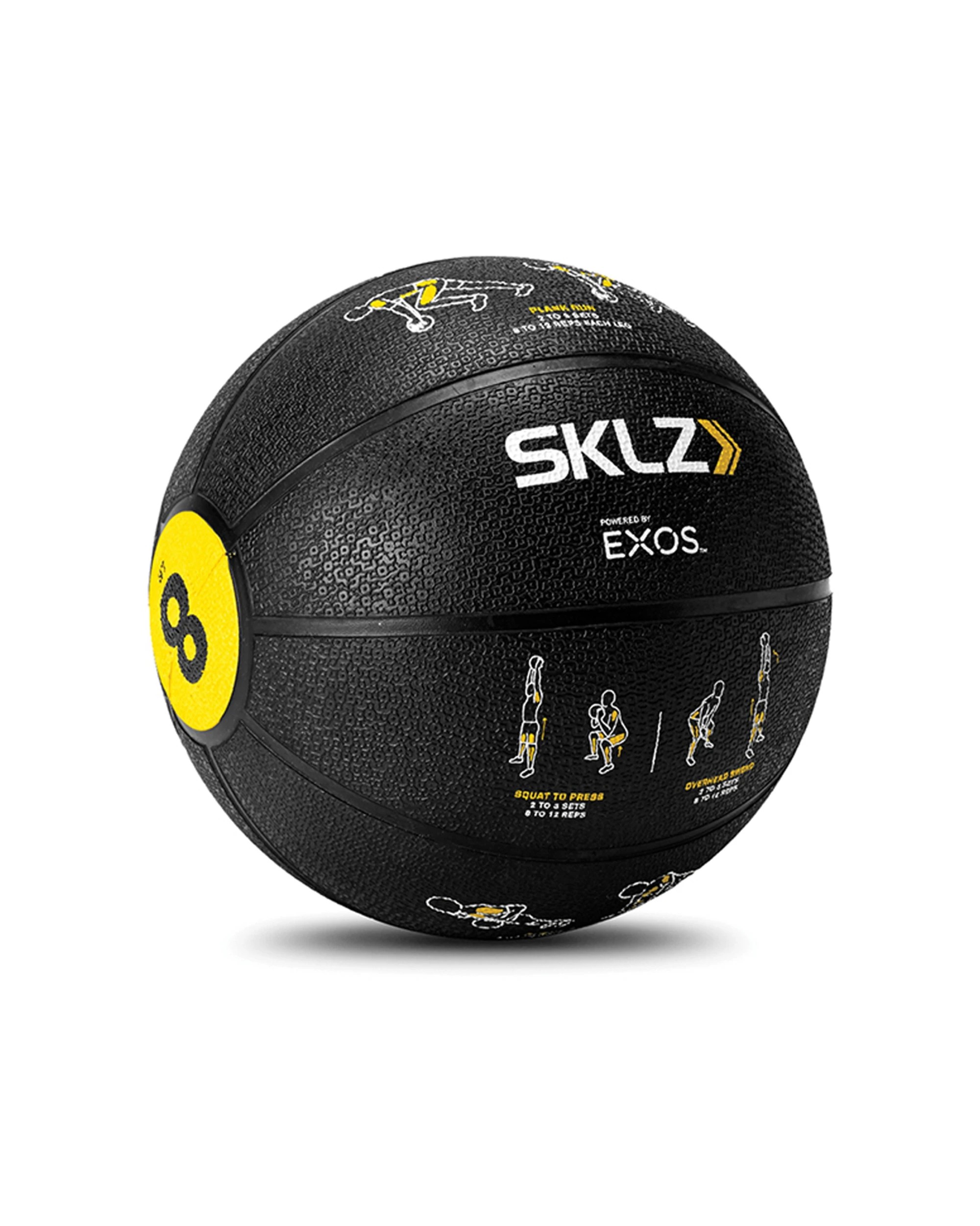 2 SKLZ Trainer Med Ball 8 lb Printed Exercises Strength Training EXOS Program - Black, 2 of 6