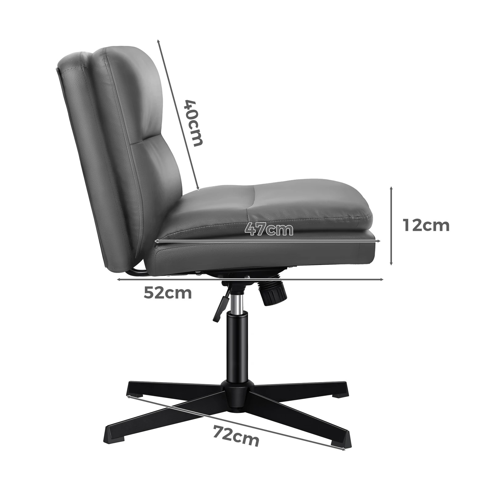 6 Alfordson Office Chair Computer Cross-legged Seat Work Ottoman PU Leather - Grey, 6 of 10