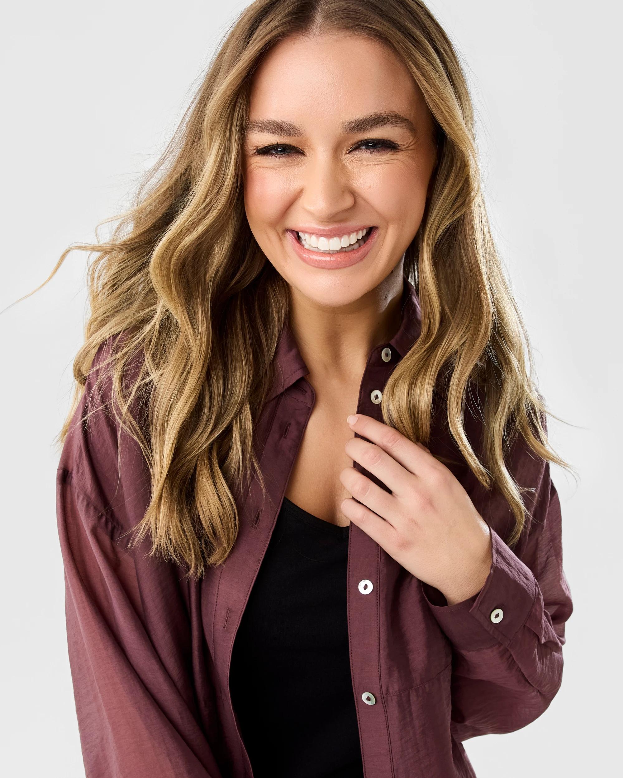 5 Long Sleeve Oversized Sheer Shirt Cherry, 5 of 9