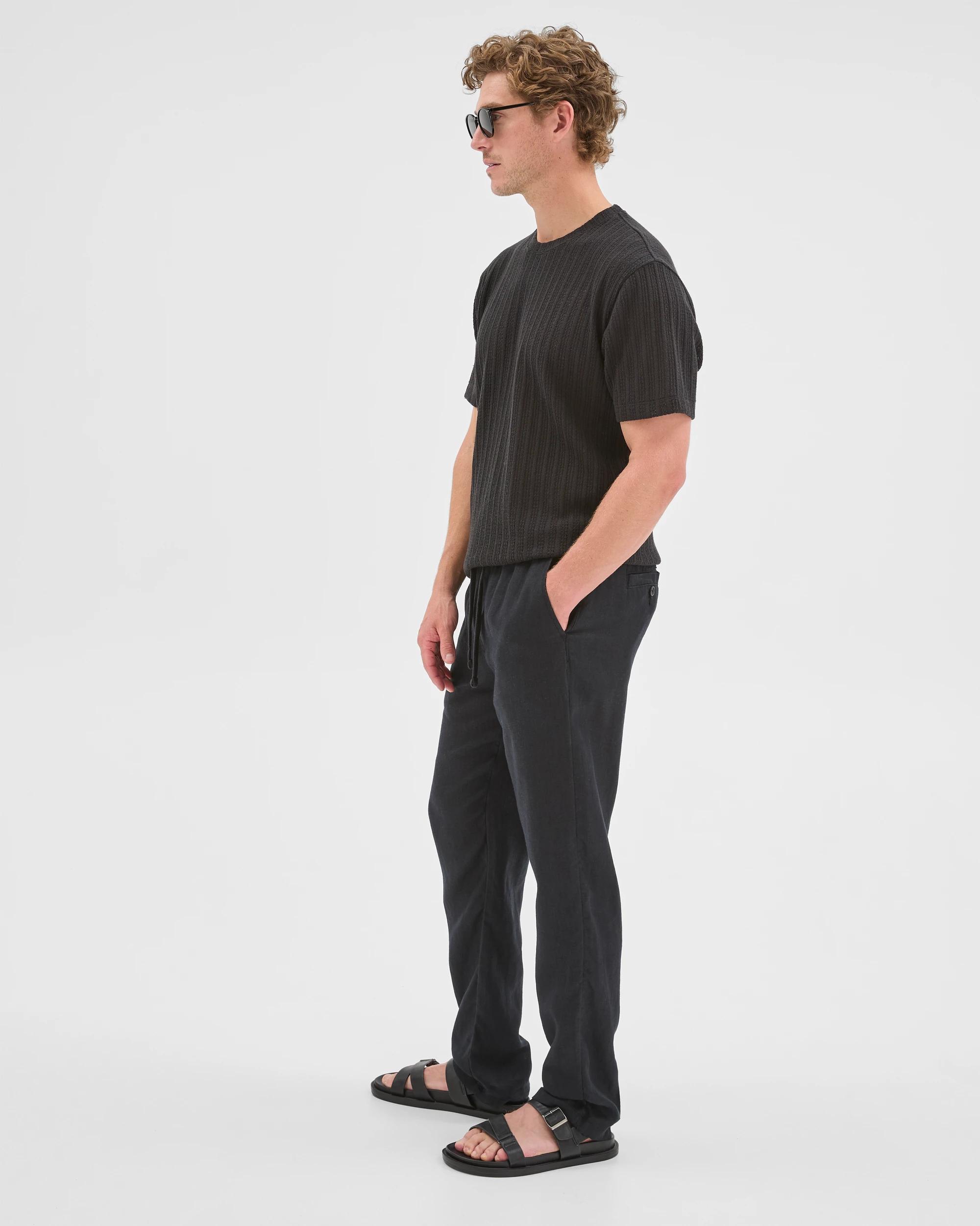 3 Target Man European Linen Full Length Pants BLACK, 3 of 6