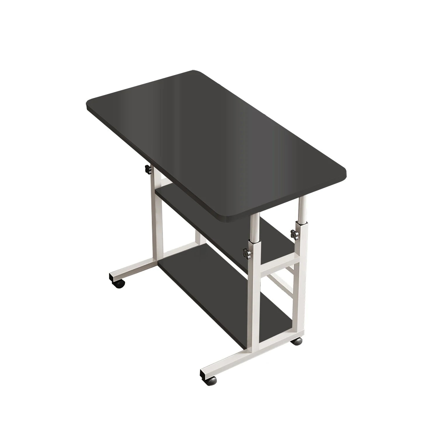1 Foret Mobile Computer Study Bedside Desk Storage Stand Adjustable Portable 3 Shelf Black, 1 of 10