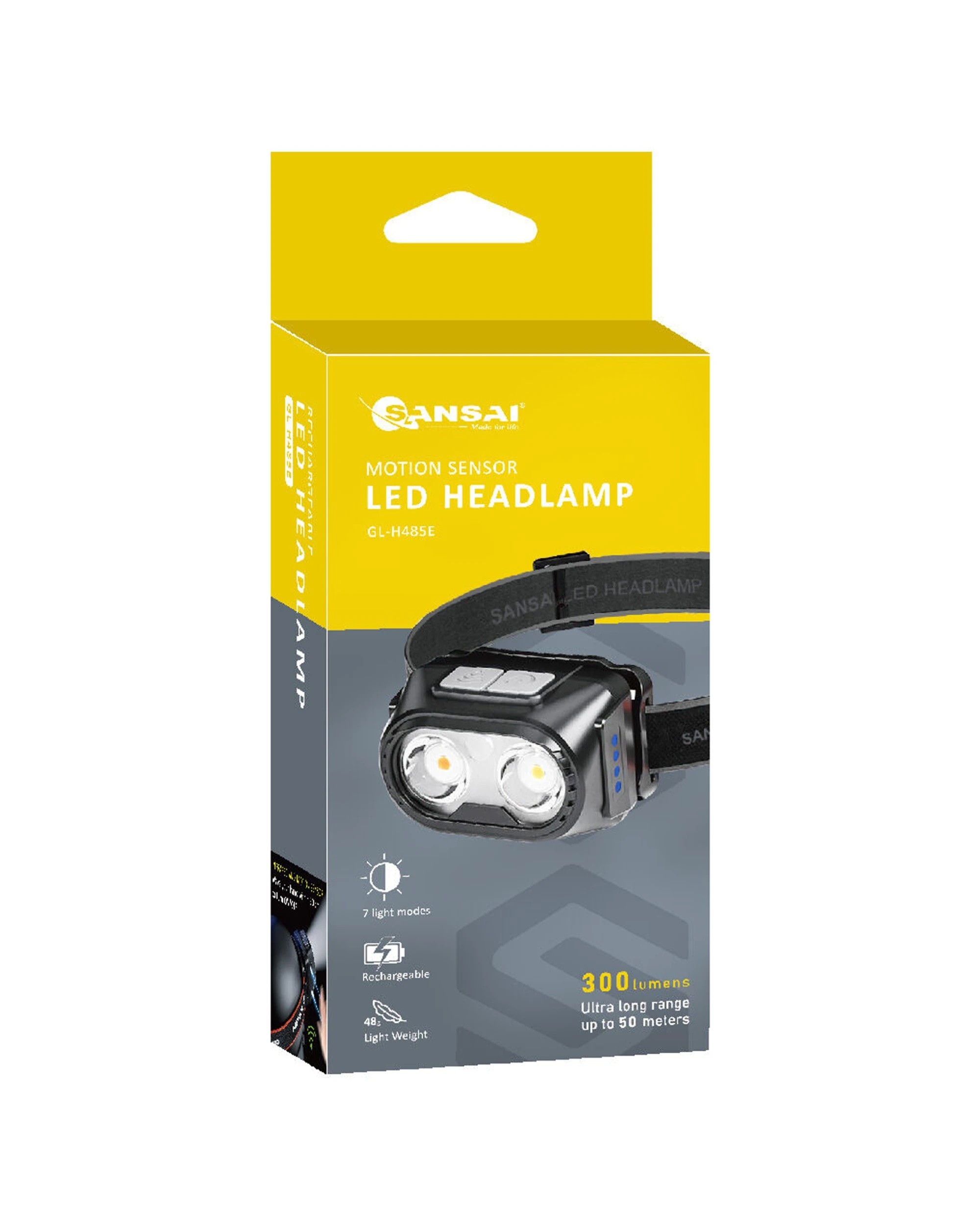 6 Sansai Rechargeable Motion Sensor LED Headlamp with Adjustable Band - Black, 6 of 6