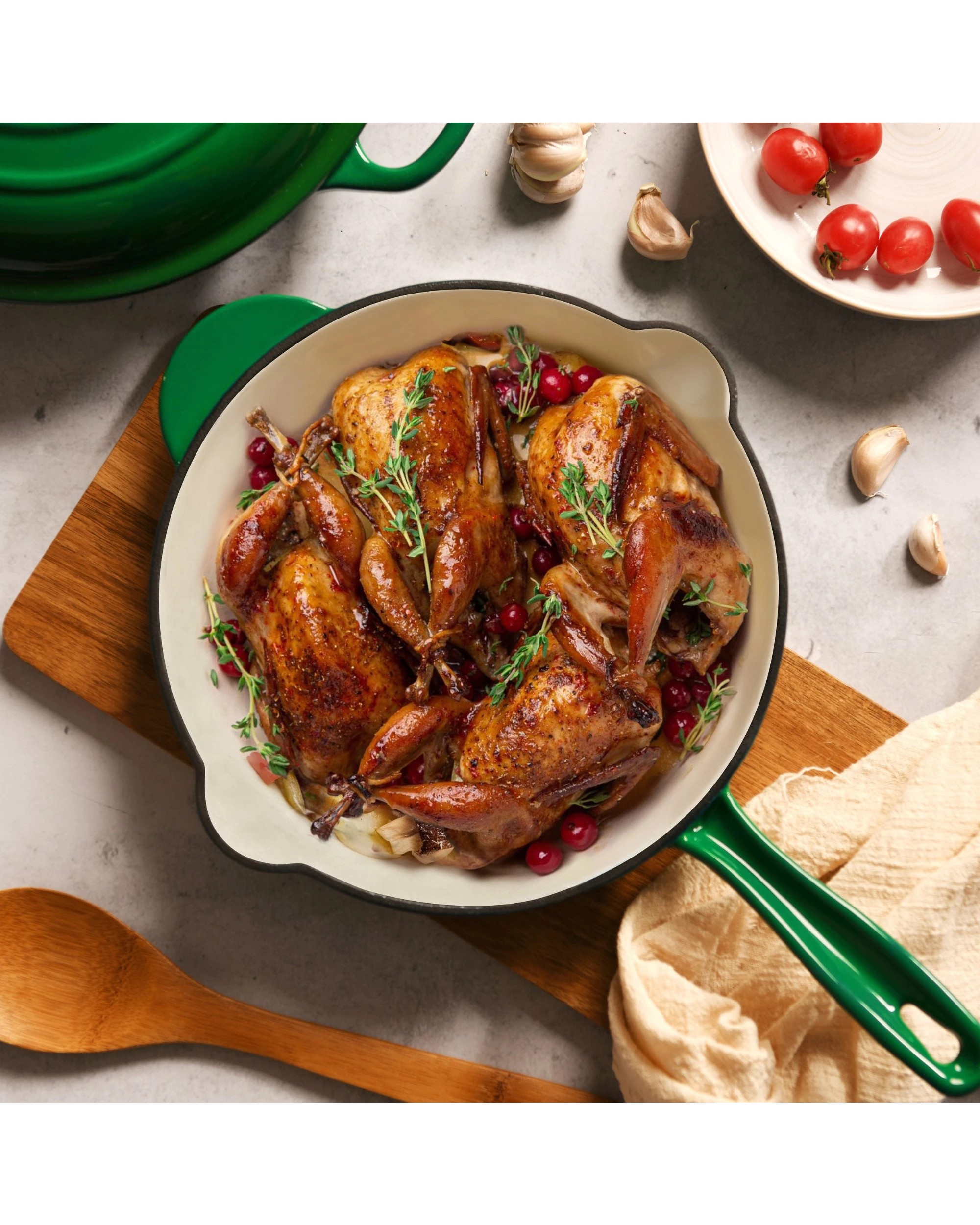 1 Gourmet Kitchen Enamelled Cast Iron Fry Pan 26cm - Eden Green, 1 of 8