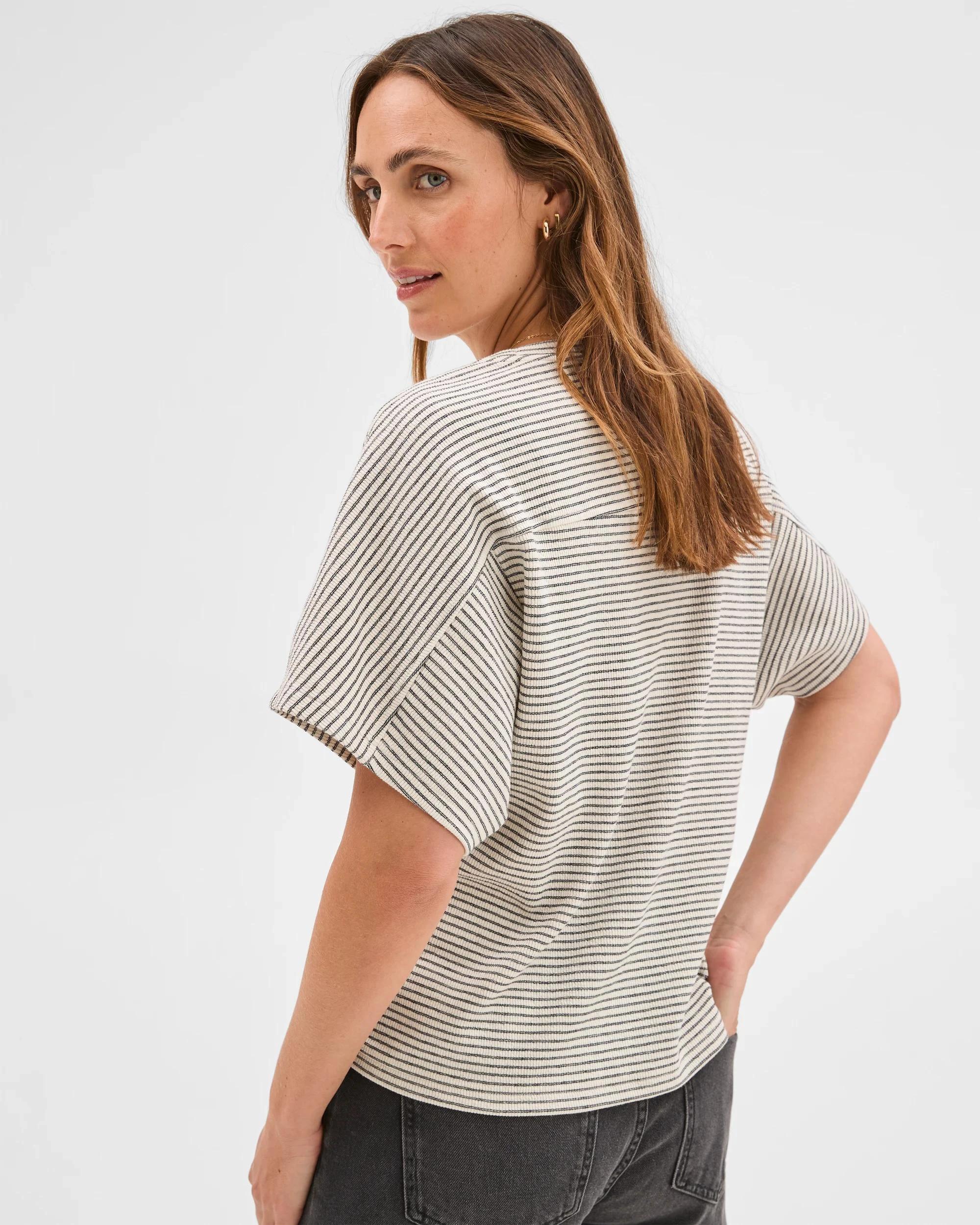 5 Target Woman Spliced Cocoon Boxy T-Shirt STRIPE, 5 of 6