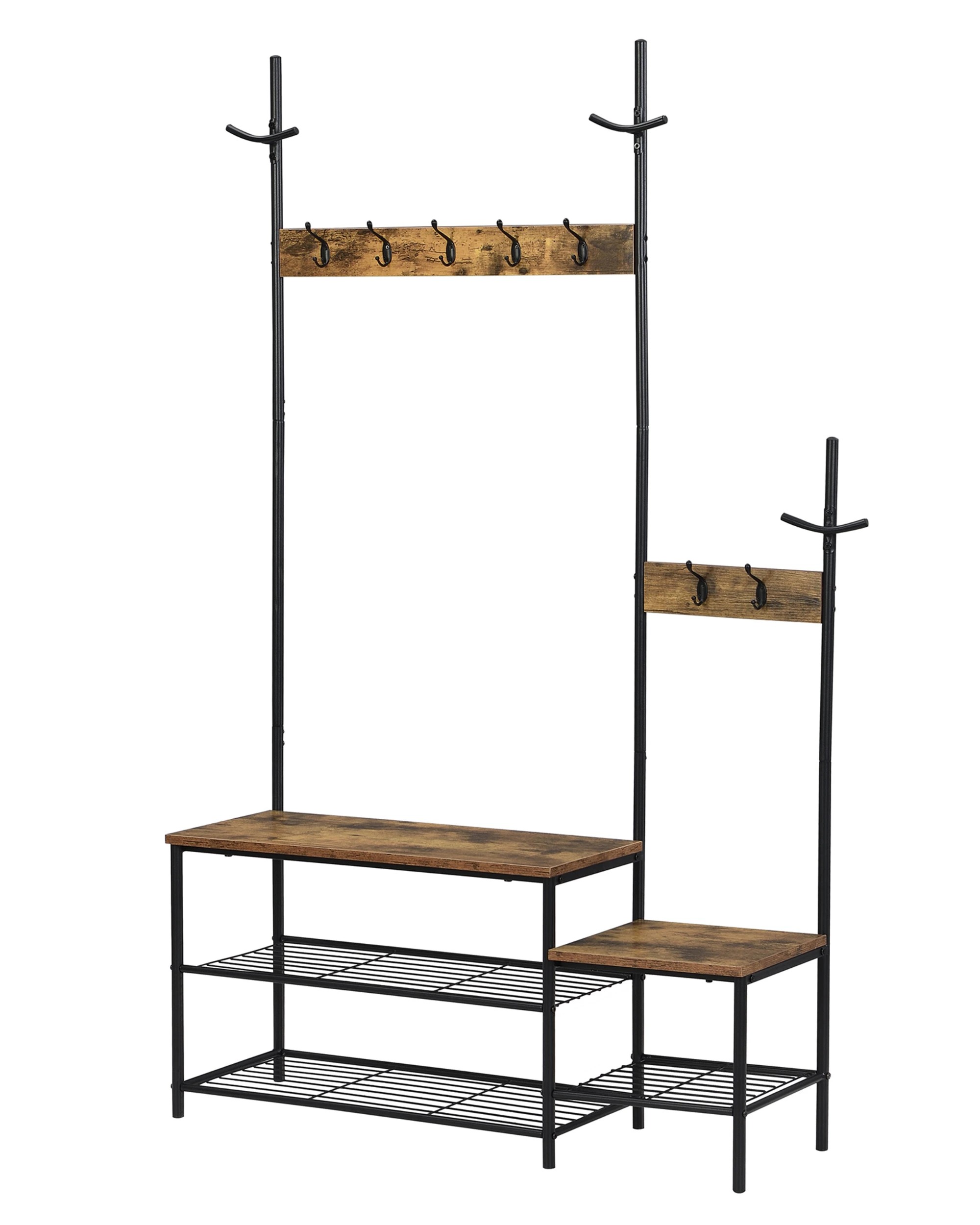 5 IHOMDEC Parent Child Hall Tree Coat Rack Shoe Bench, 2 in 1 Entryway Organizer, 5 of 5