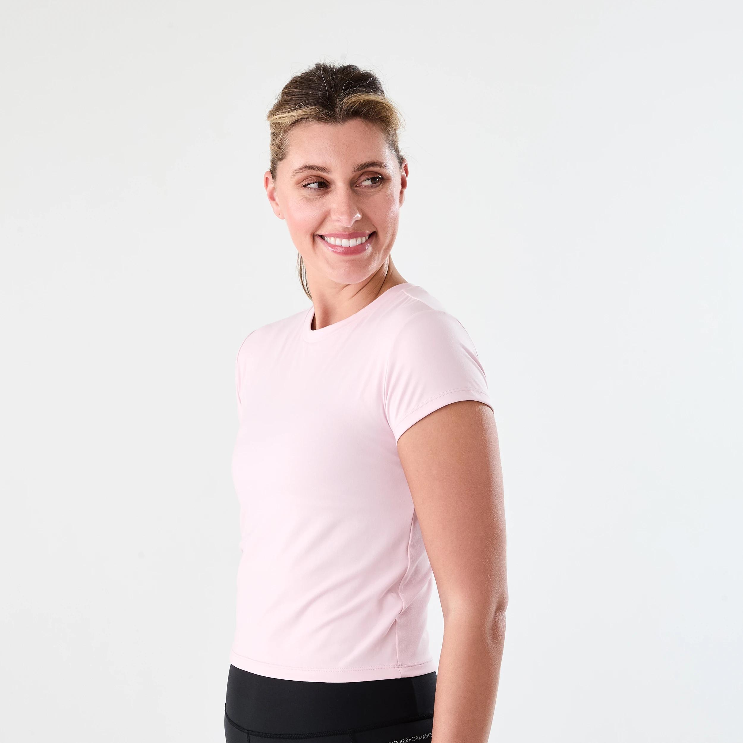 2 Active Womens Ultra Soft Crew Neck T-shirt AURA PINK, 2 of 5