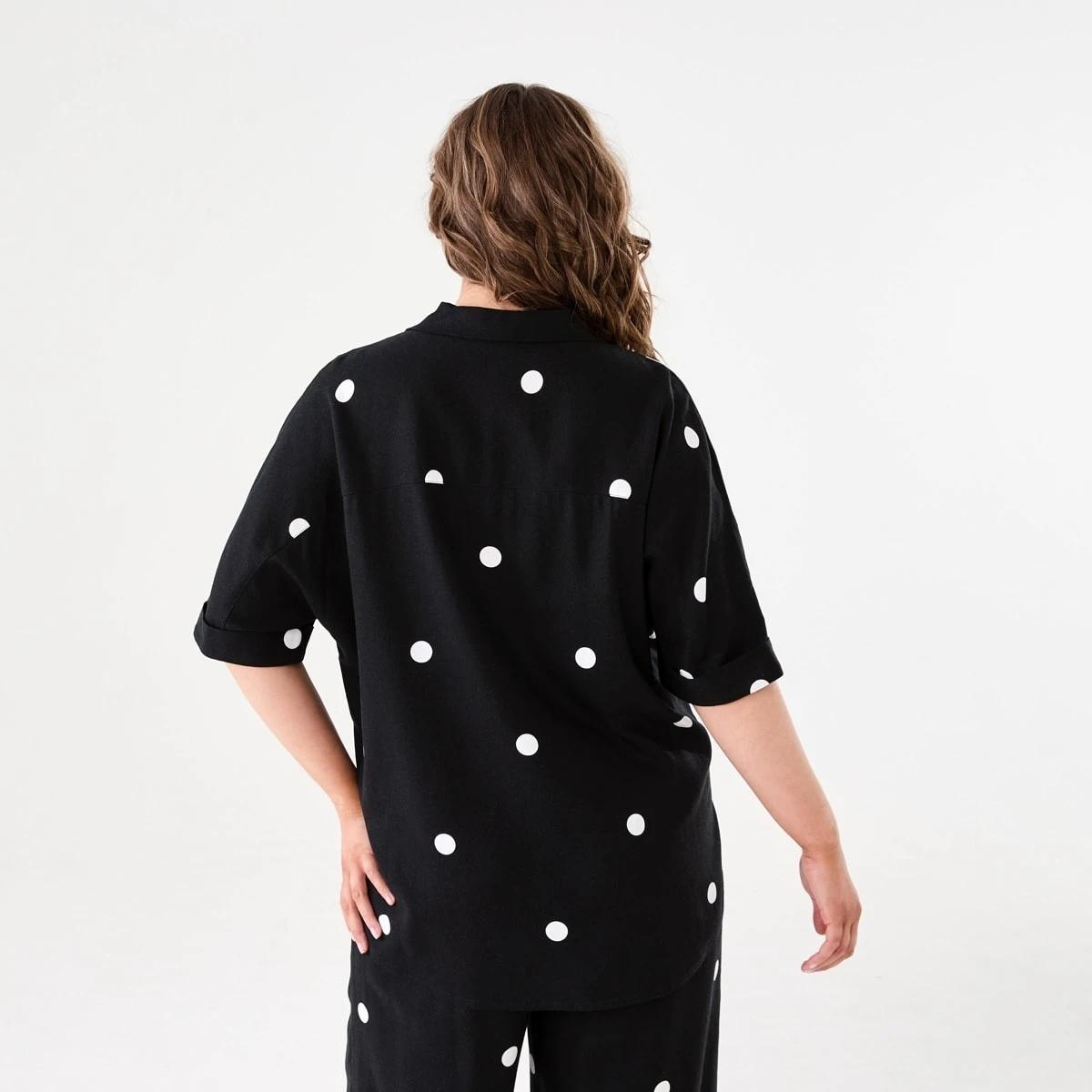 3 Short Dolman Sleeve Shirt POLKA DOT BLACK, 3 of 8