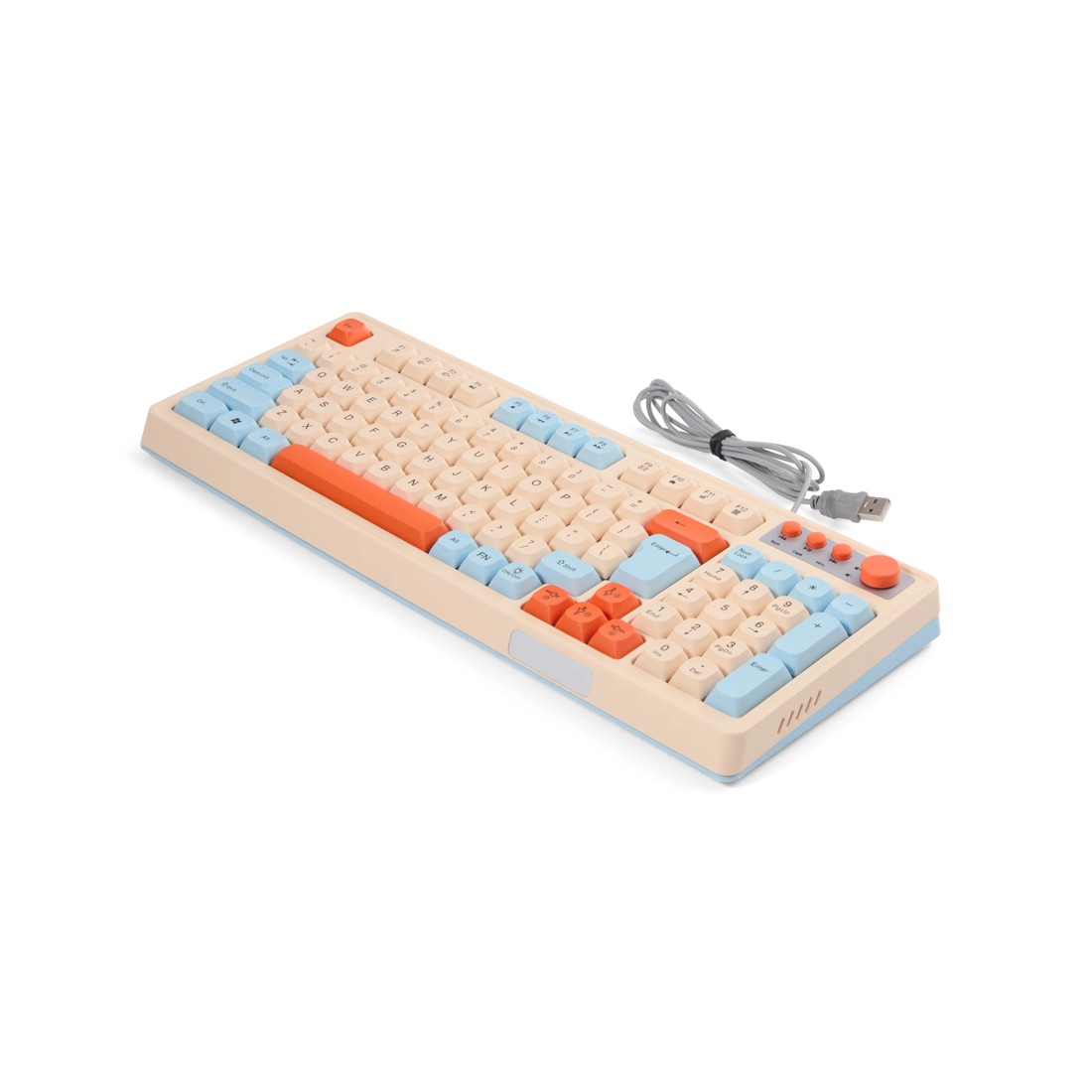 3 Membrane Wired Keyboard - Beige, Blue and Orange, 3 of 8