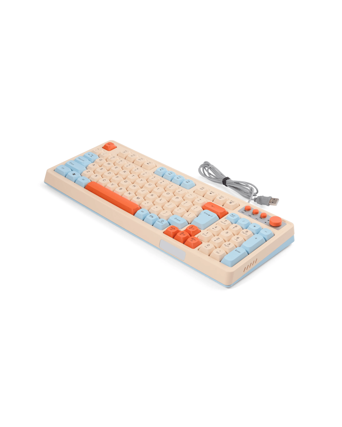 3 Membrane Wired Keyboard - Beige, Blue and Orange, 3 of 8