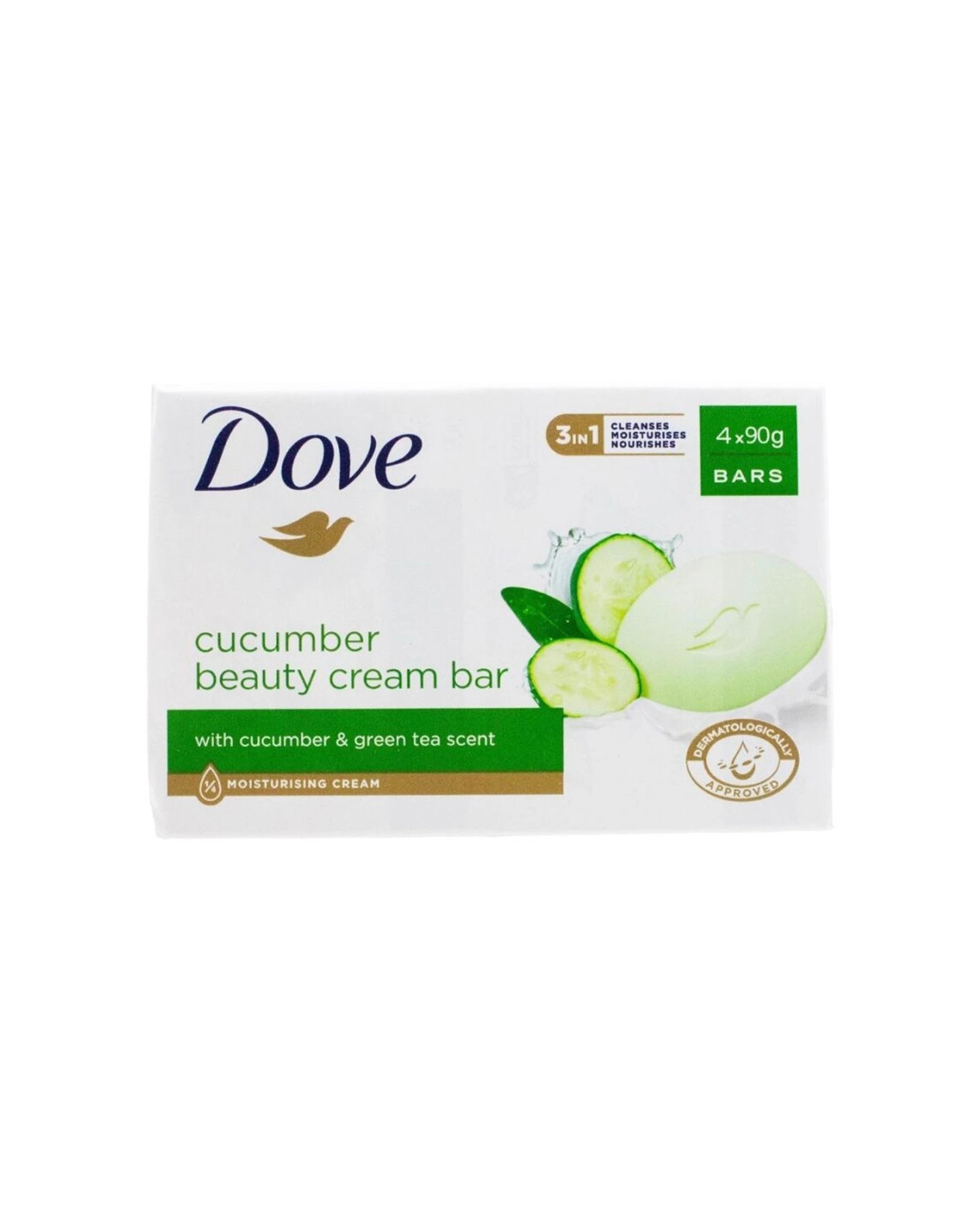 2 Dettol 6x4pk Dove Beauty Moisturising Cream Soap Bar Cucumber Green Tea 90g - Green, 2 of 3