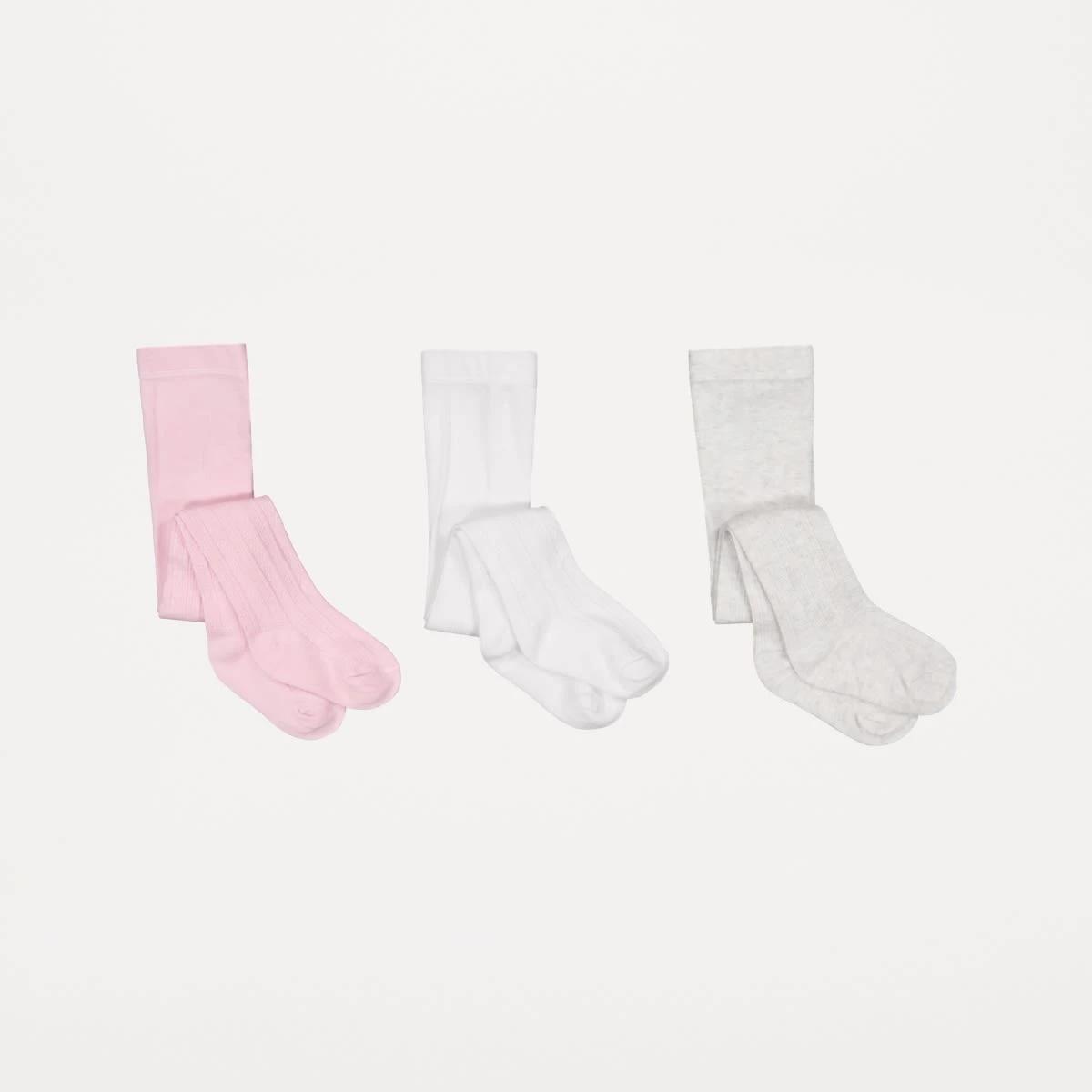 2 3 Pack Cable Tights Pink White, 2 of 6