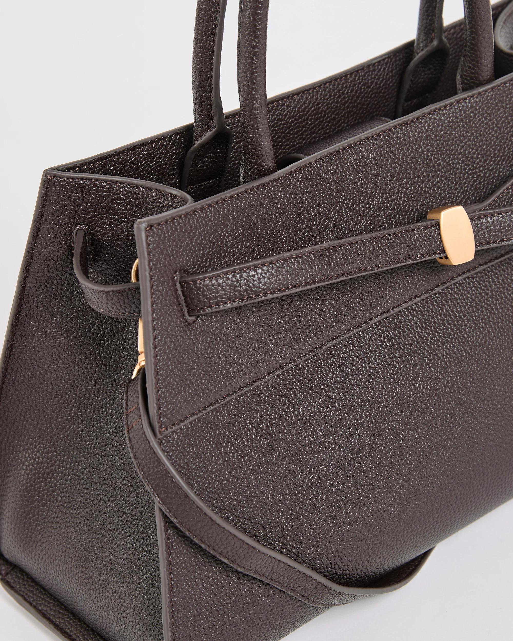 2 Target Woman Belted Top Handle Work Tote Bag CHOCOLATE, 2 of 3