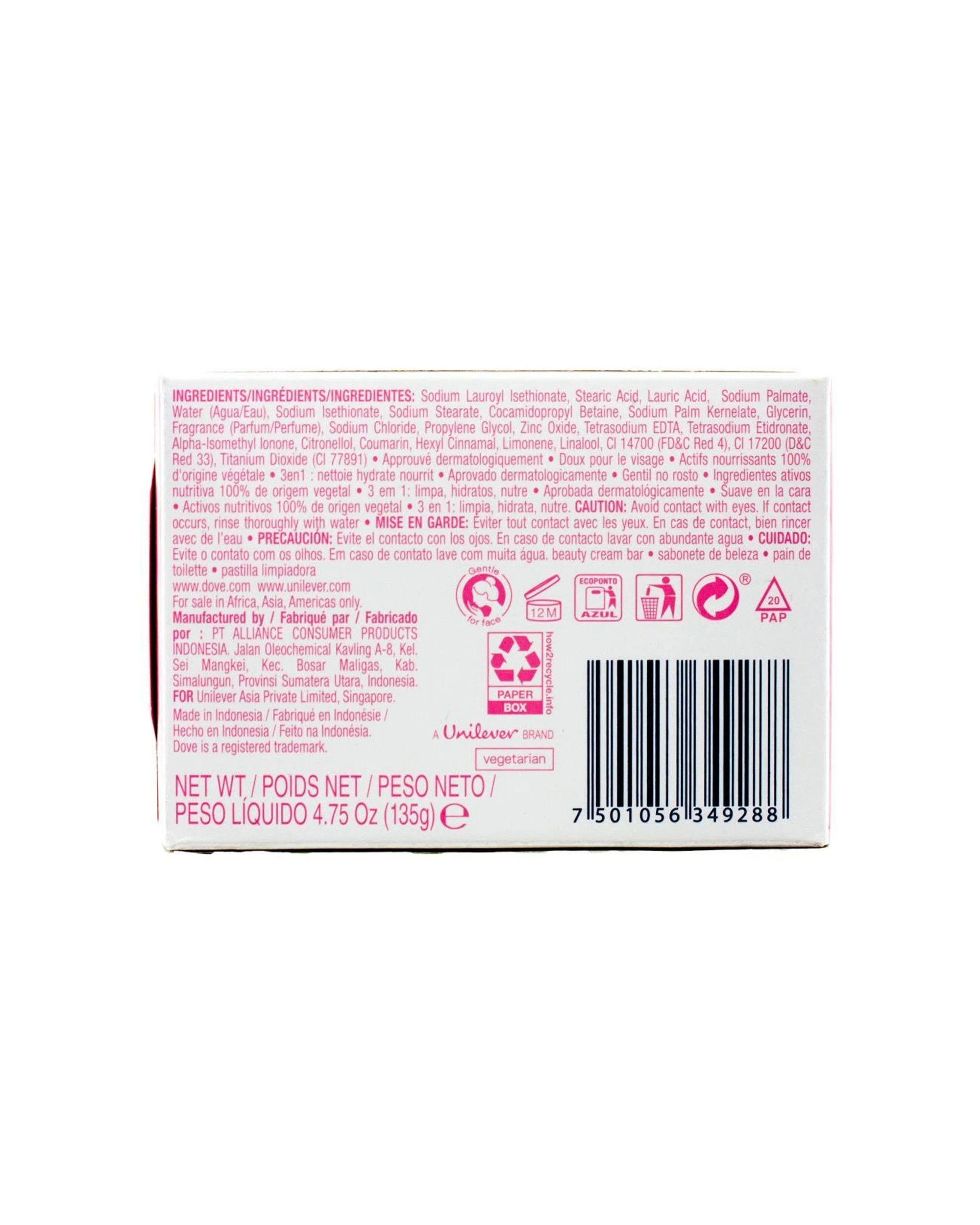 2 Dove Beauty Moisturizing Skin Care Soap Bar Soft Smooth 135g - Pink, 2 of 3