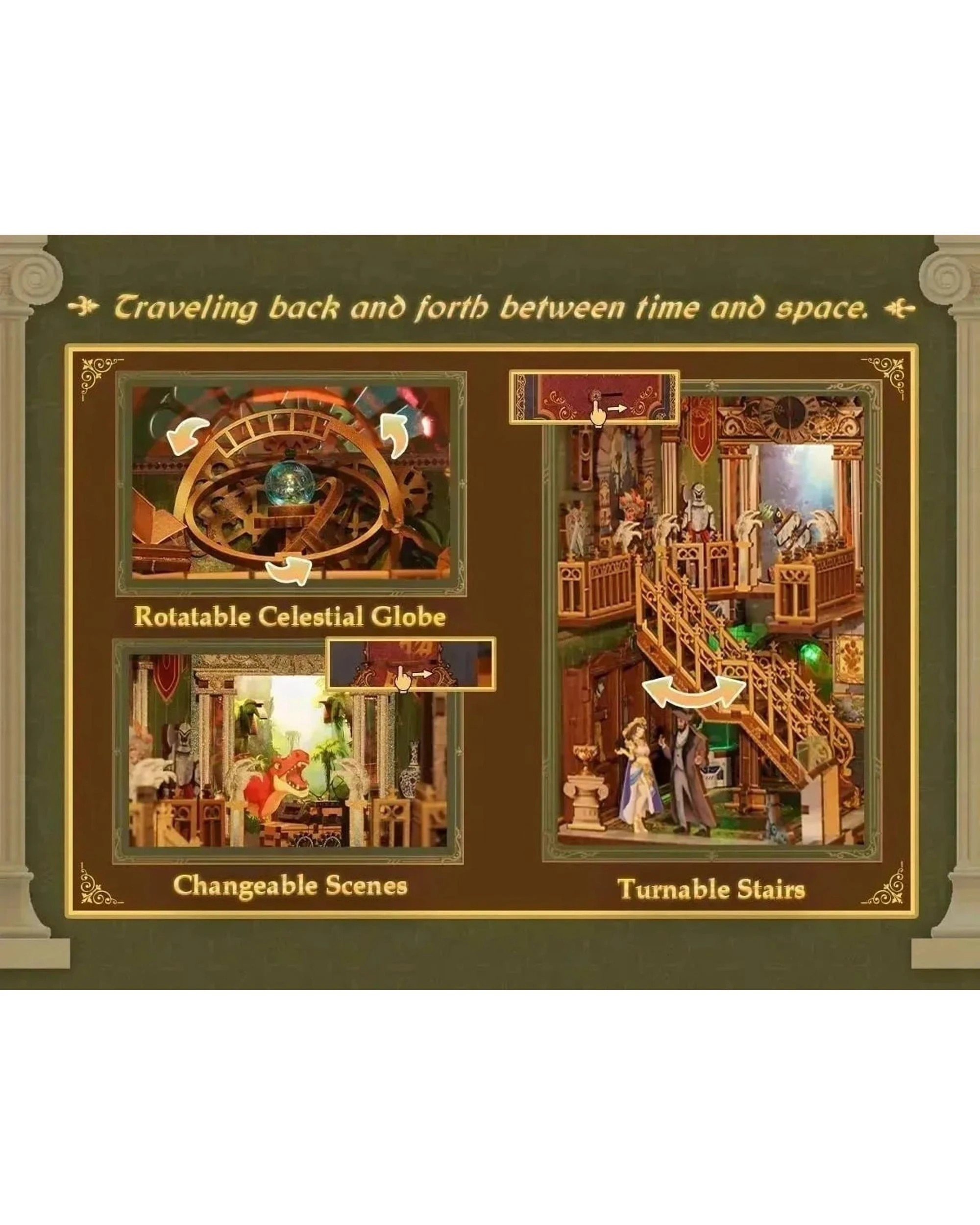 9 Tonecheer 3D Wooden Puzzle DIY Book Nook Kit - Spacetime Museum, 9 of 10