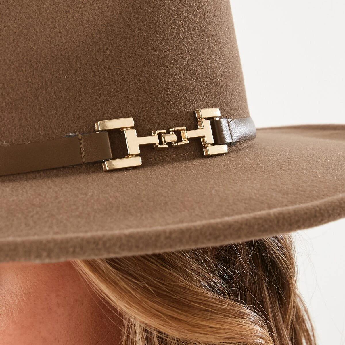 5 Metal Trim Fedora Hat Chocolate, 5 of 5