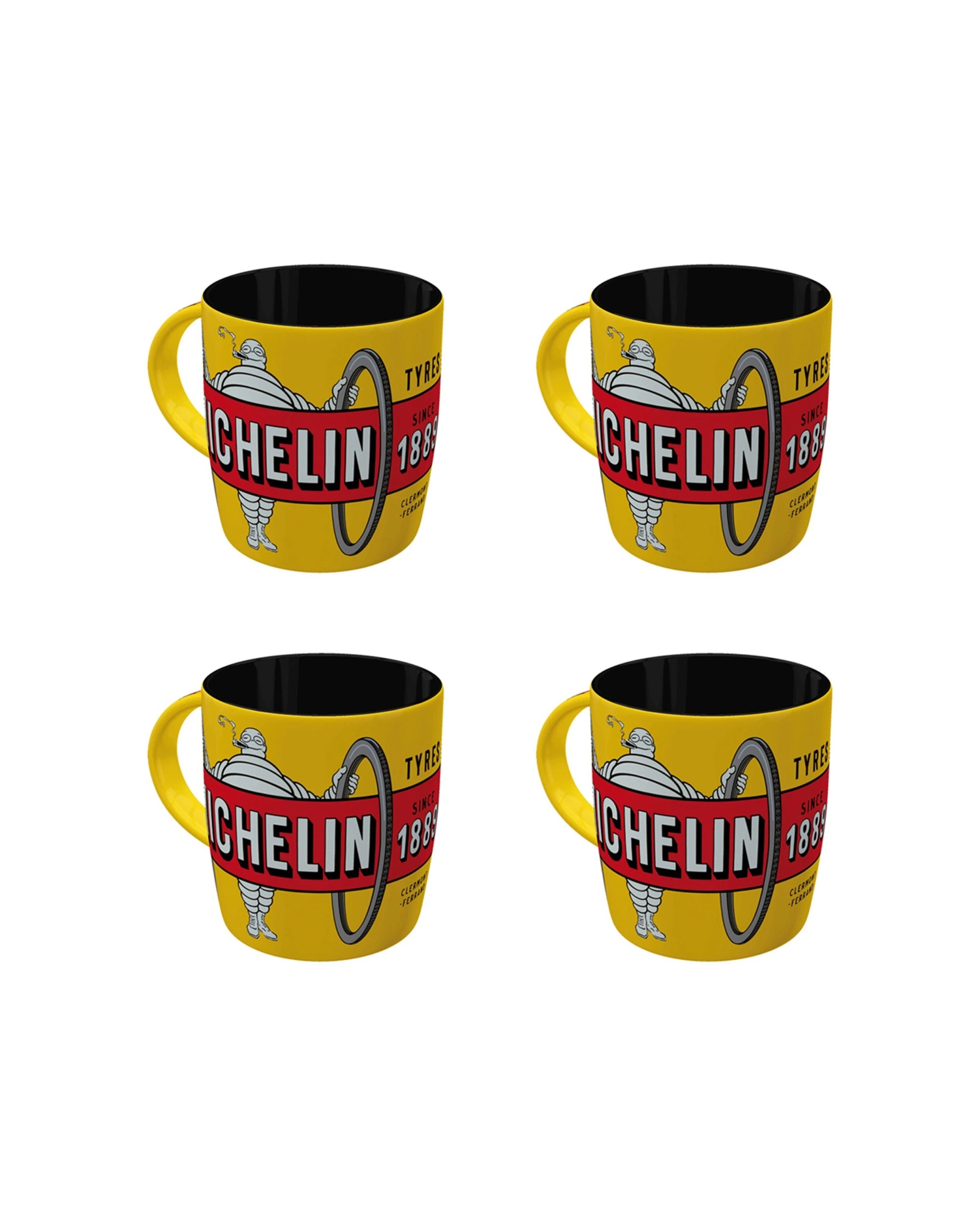 1 Nostalgic-Art 4PK Ceramic Mug 330ml Retro Design - Michelin Tyres Bibendum Yellow - Yellow, 1 of 6