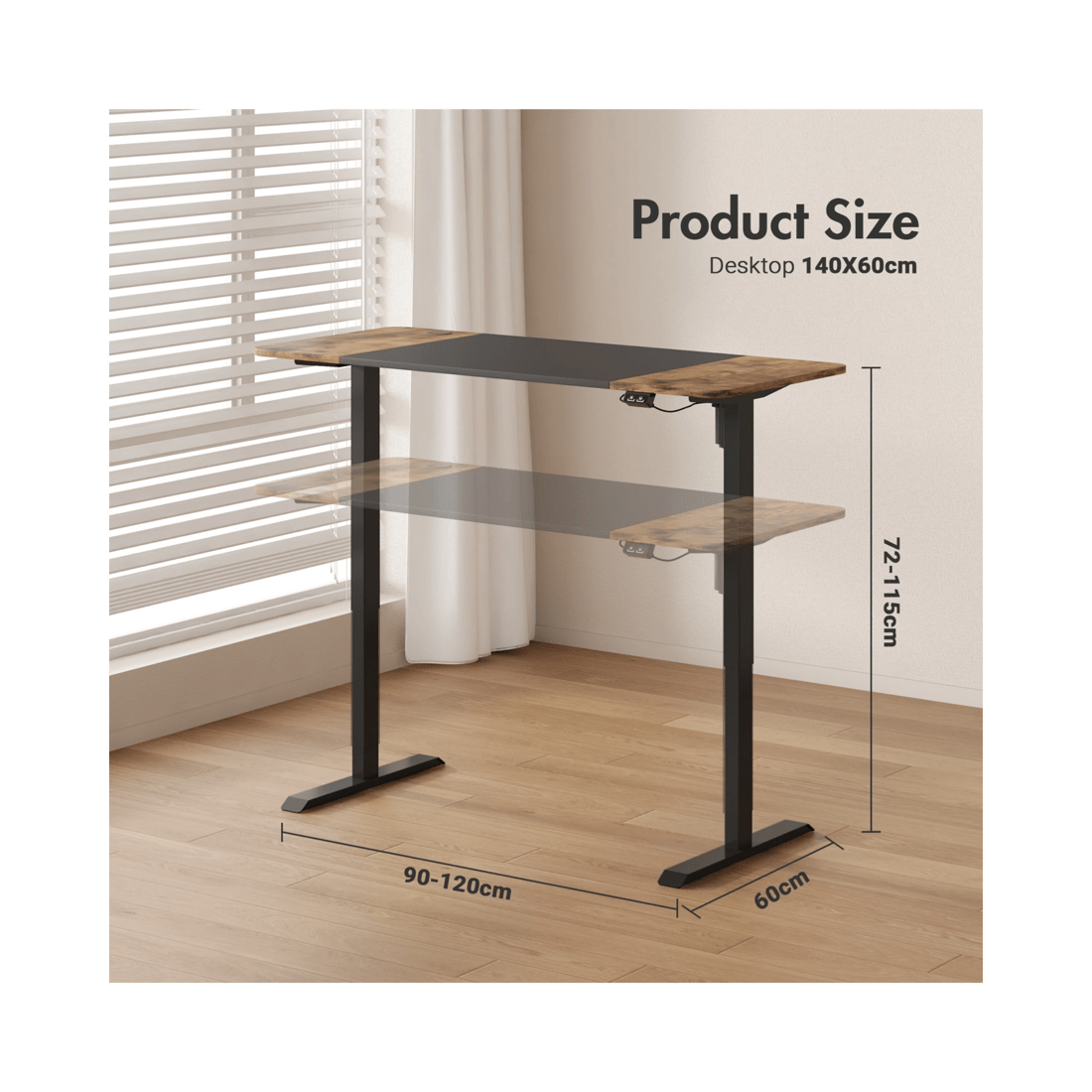 2 Advwin Electric Standing Desk Adjustable Height Ergonomic 140cm, 2 of 7
