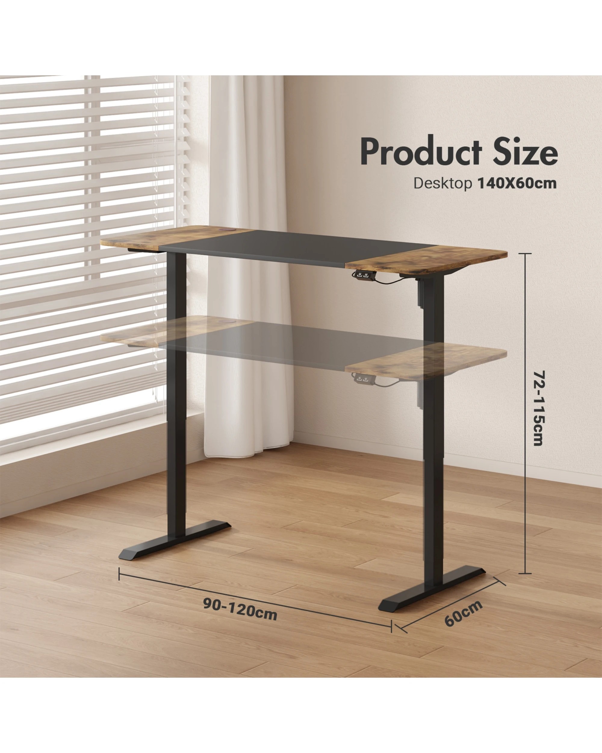 2 Advwin Electric Standing Desk Adjustable Height Ergonomic 140cm, 2 of 7