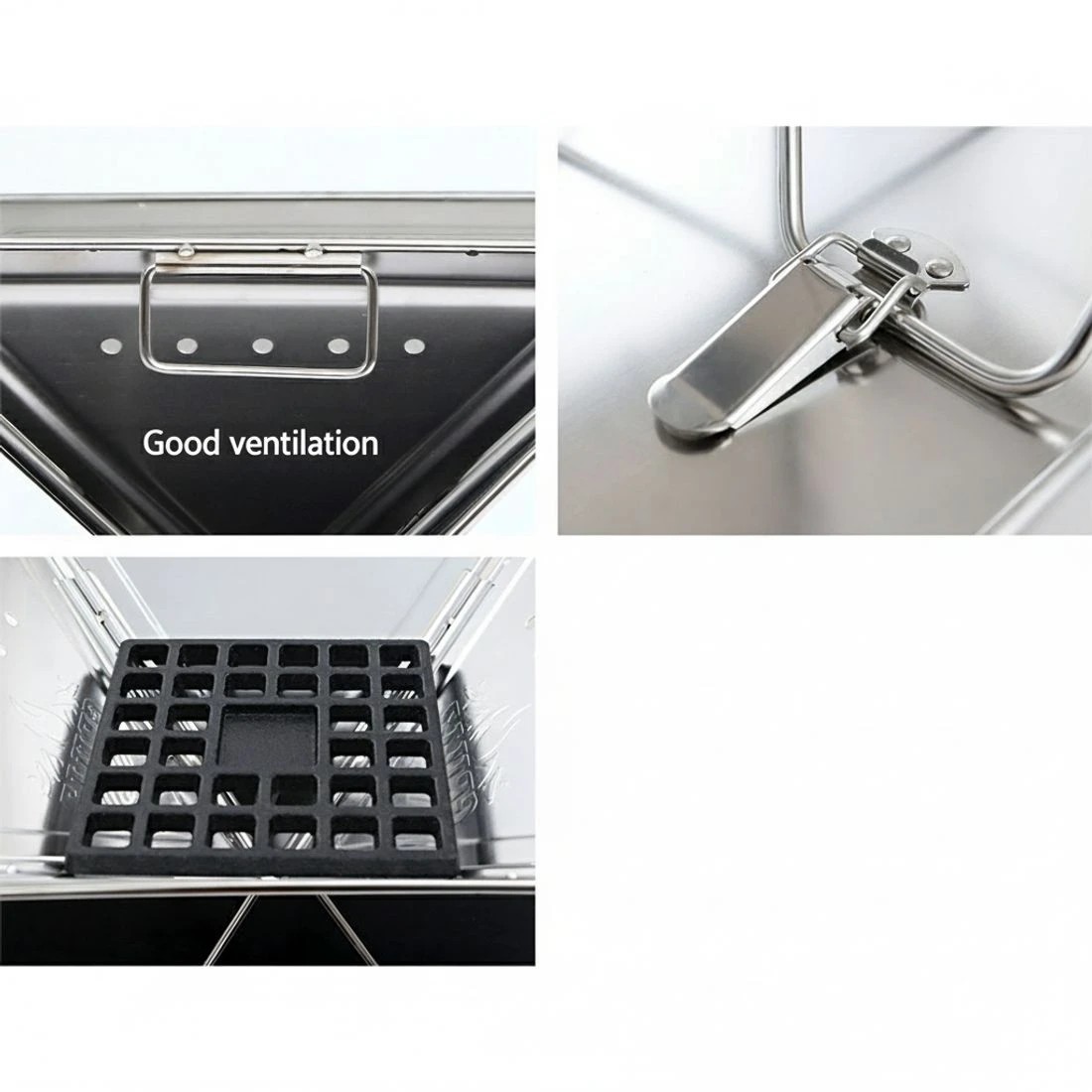 5 Grillz Fire Pit BBQ Grill with Carry Bag Camping - Silver, 5 of 6