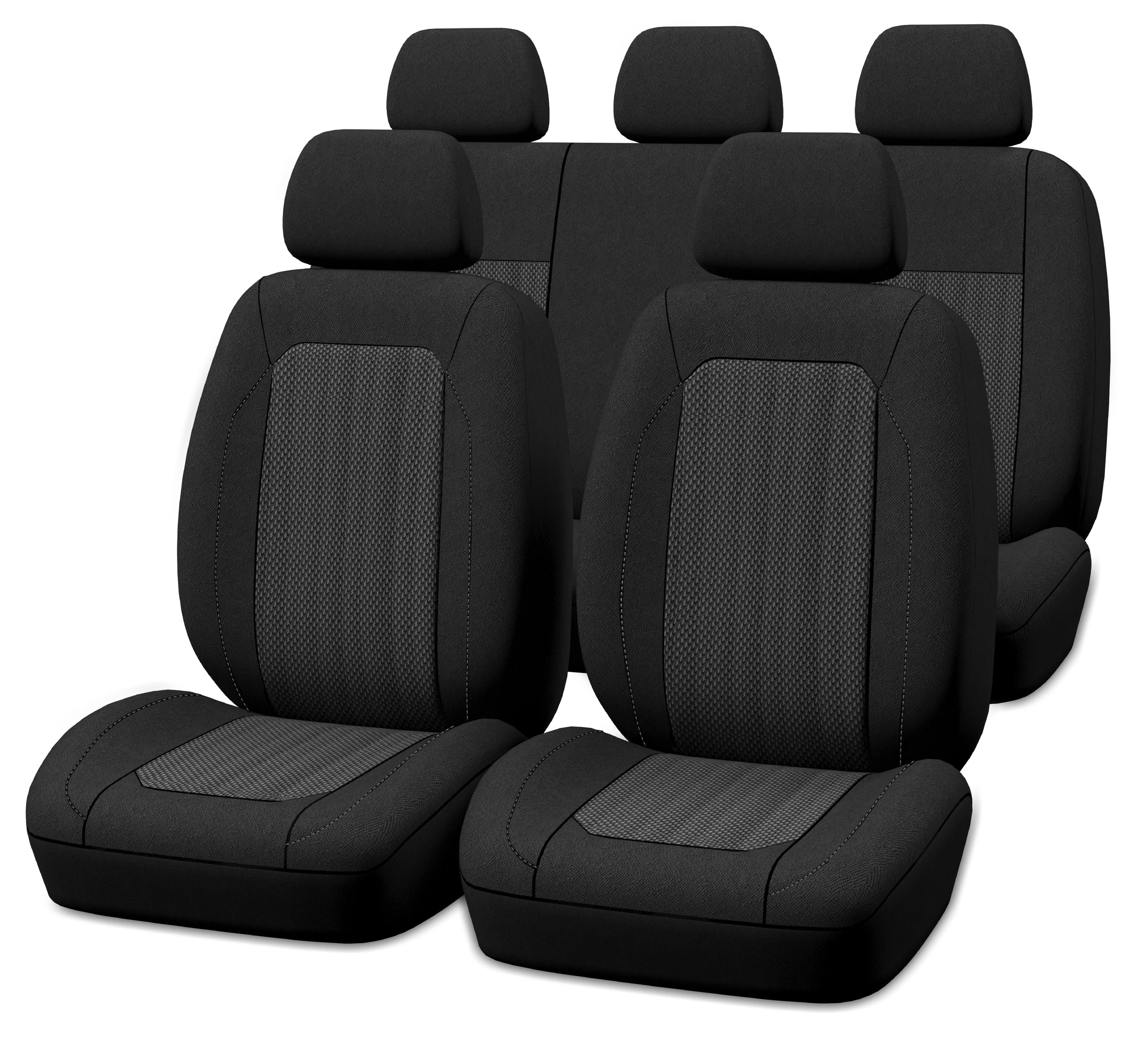 1 3 Pack Jacquard Seat Covers - Black, 1 of 2