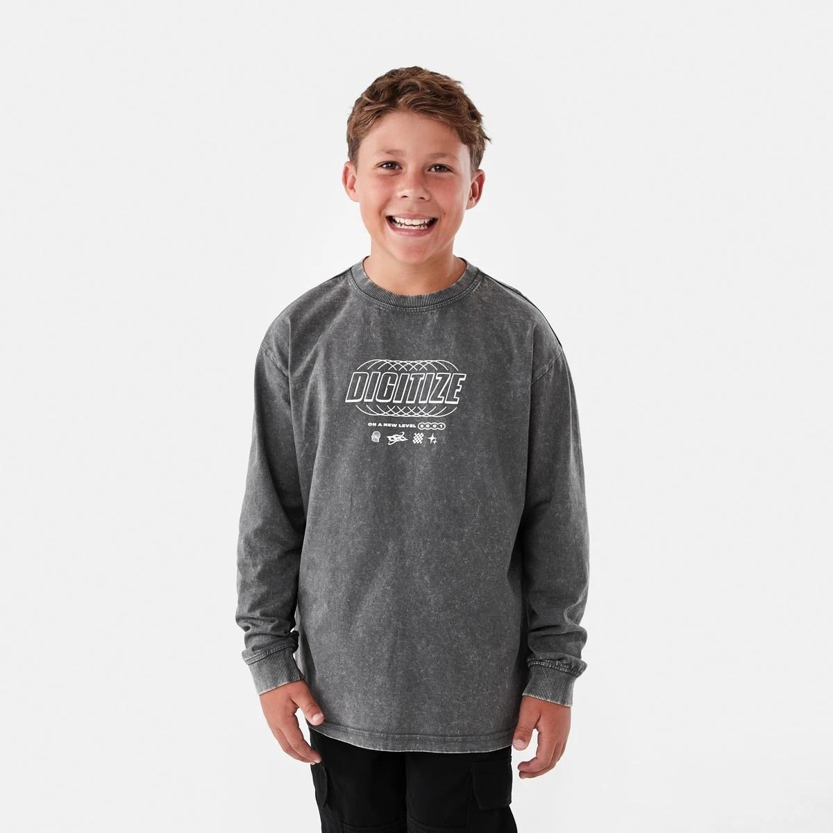 1 Long Sleeve Cuff Skate Print T-shirt Gry Digitz, 1 of 8