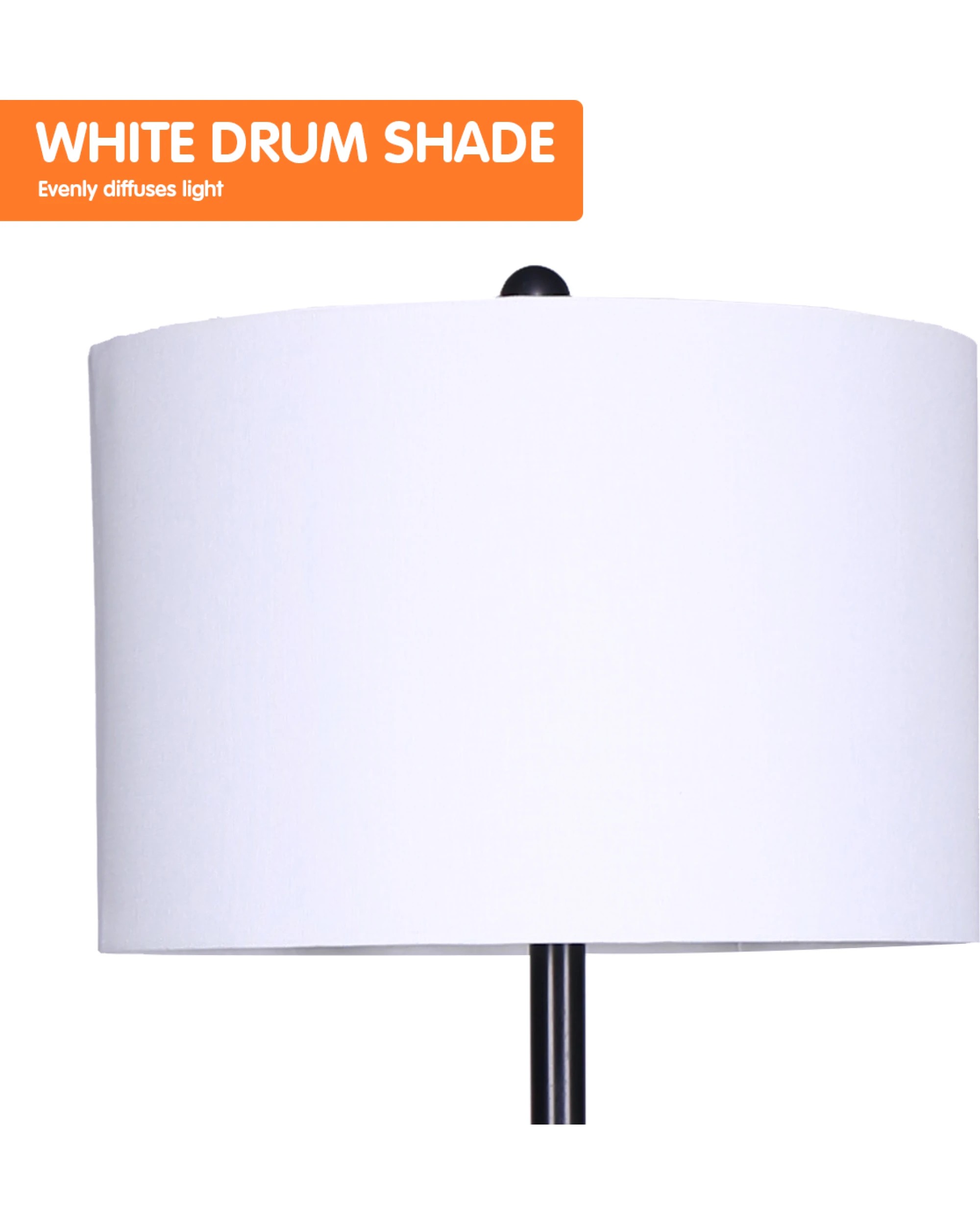 3 Sarantino Metal Floor Lamp Shade With Black Post In Round Wood Shelves, 3 of 6