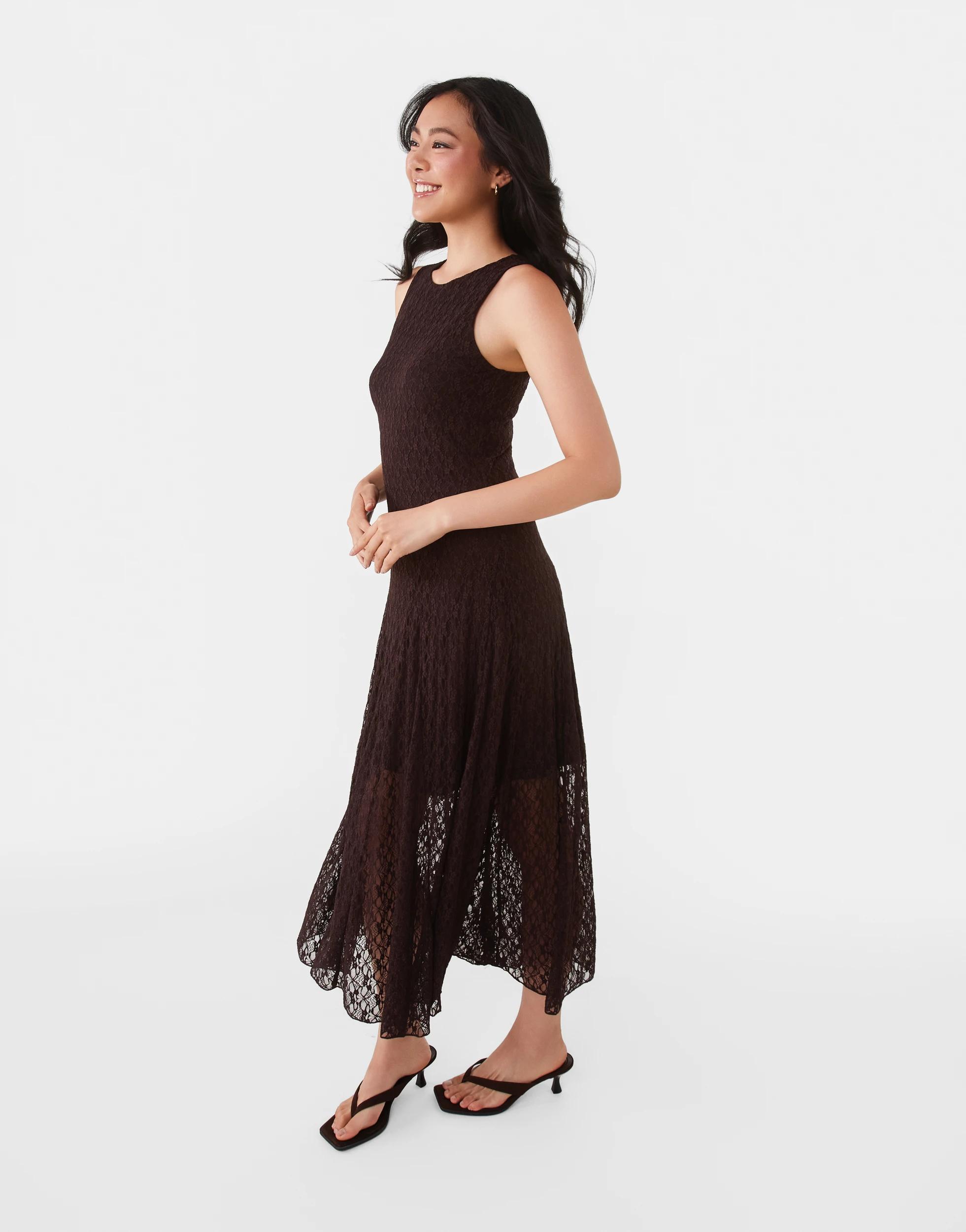 2 Sleeveless Lace Midi Dress Choc Plum, 2 of 6