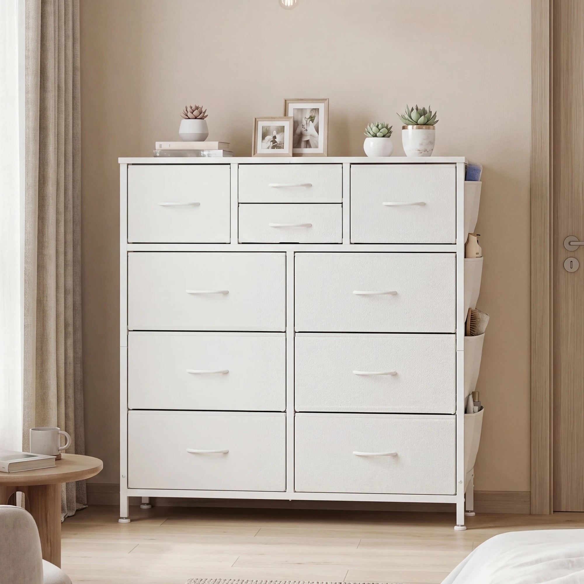 6 Advwin PU Dresser with 10 Drawers & Side Pockets - White, 6 of 8