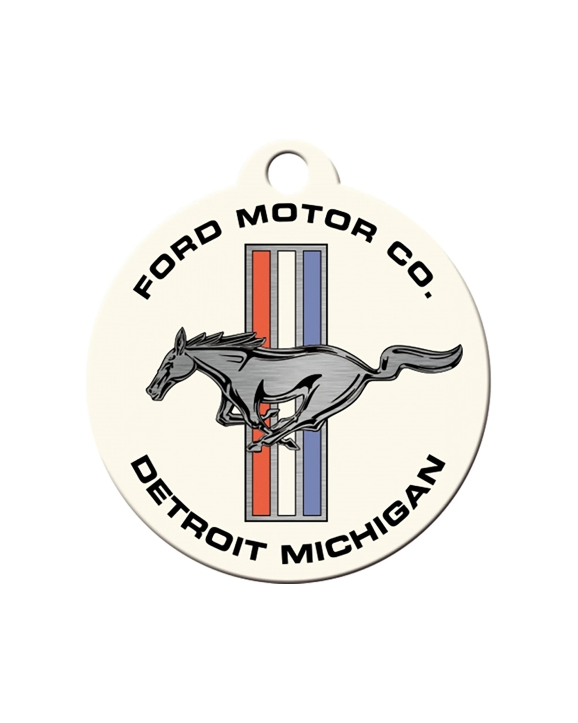 4 Nostalgic-Art Metal Round Keyring Ford Mustang Horse and Stripes Logo - Multi, 4 of 5