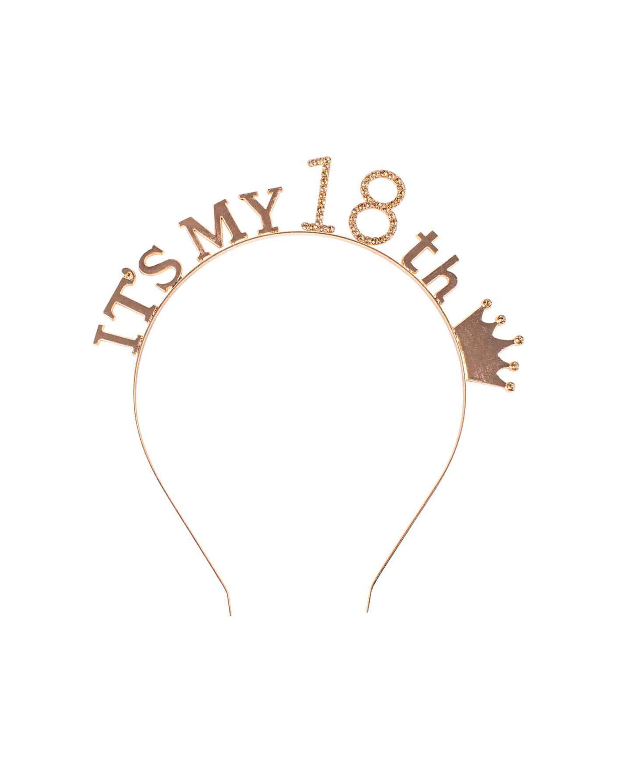 1 LMD Its My 18th Rose Ladies Head Band Party Accessory Celebration Wear - Gold, 1 of 4