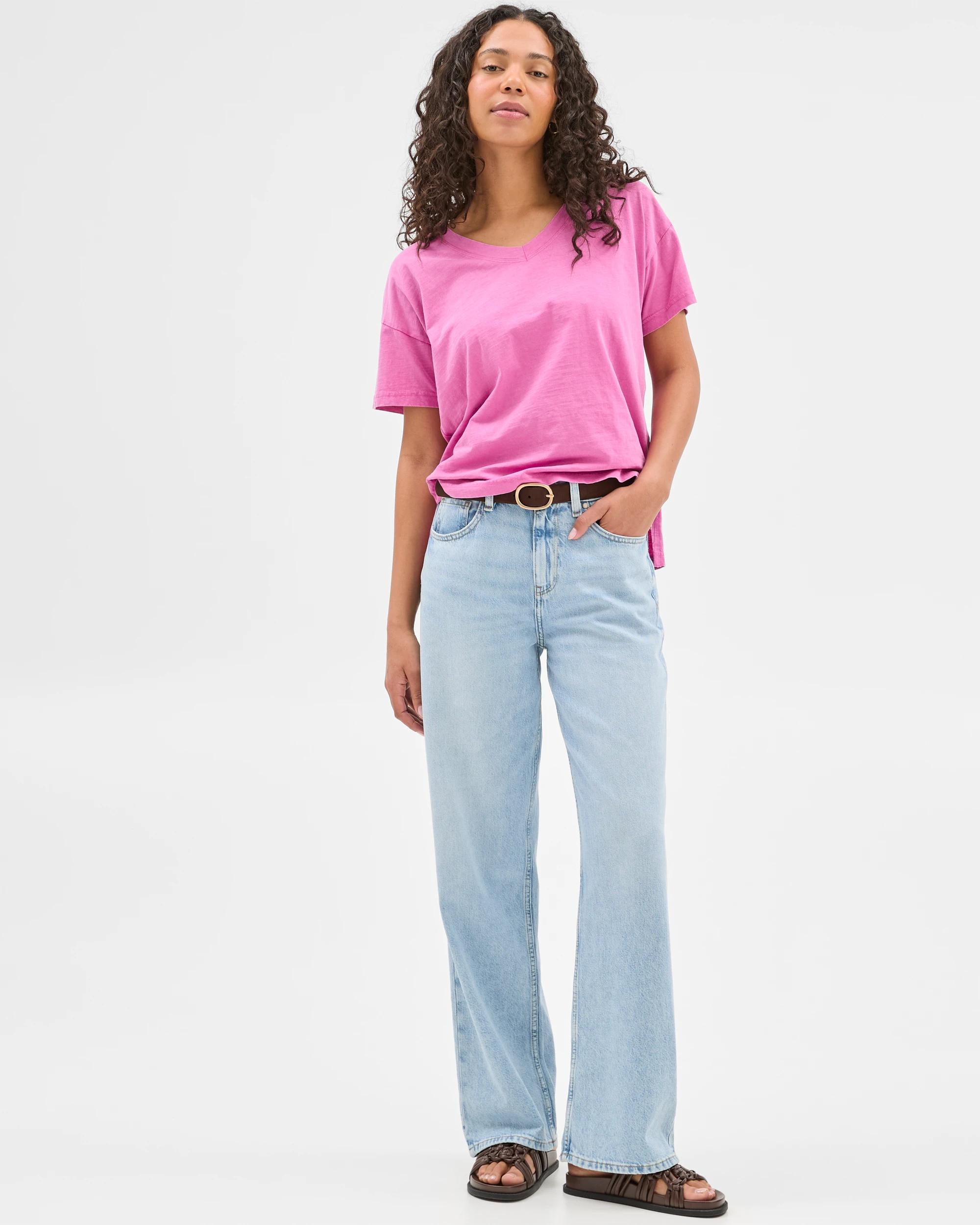 2 Target Australian Cotton Relaxed Slub V-neck T-shirt LOTUS PINK, 2 of 6