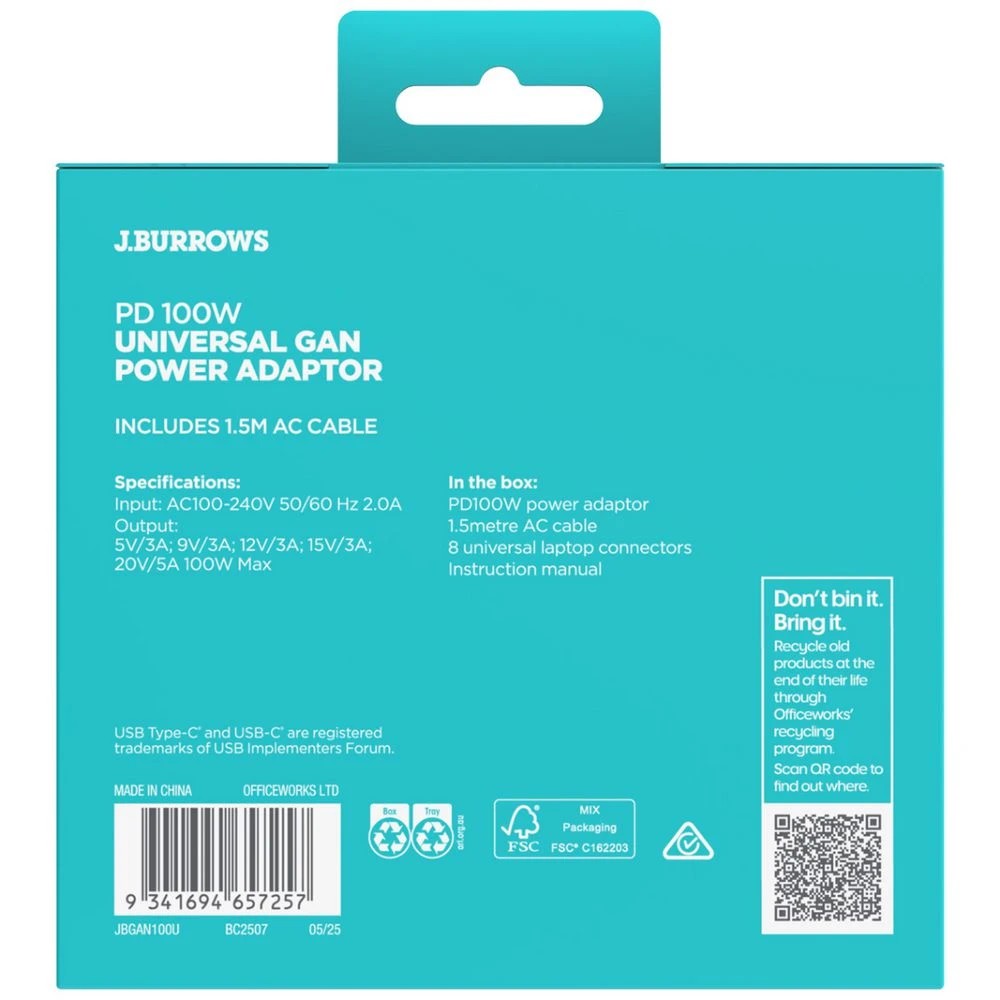 5 J.Burrows GaN Universal PD Laptop Charger 100W, 5 of 5