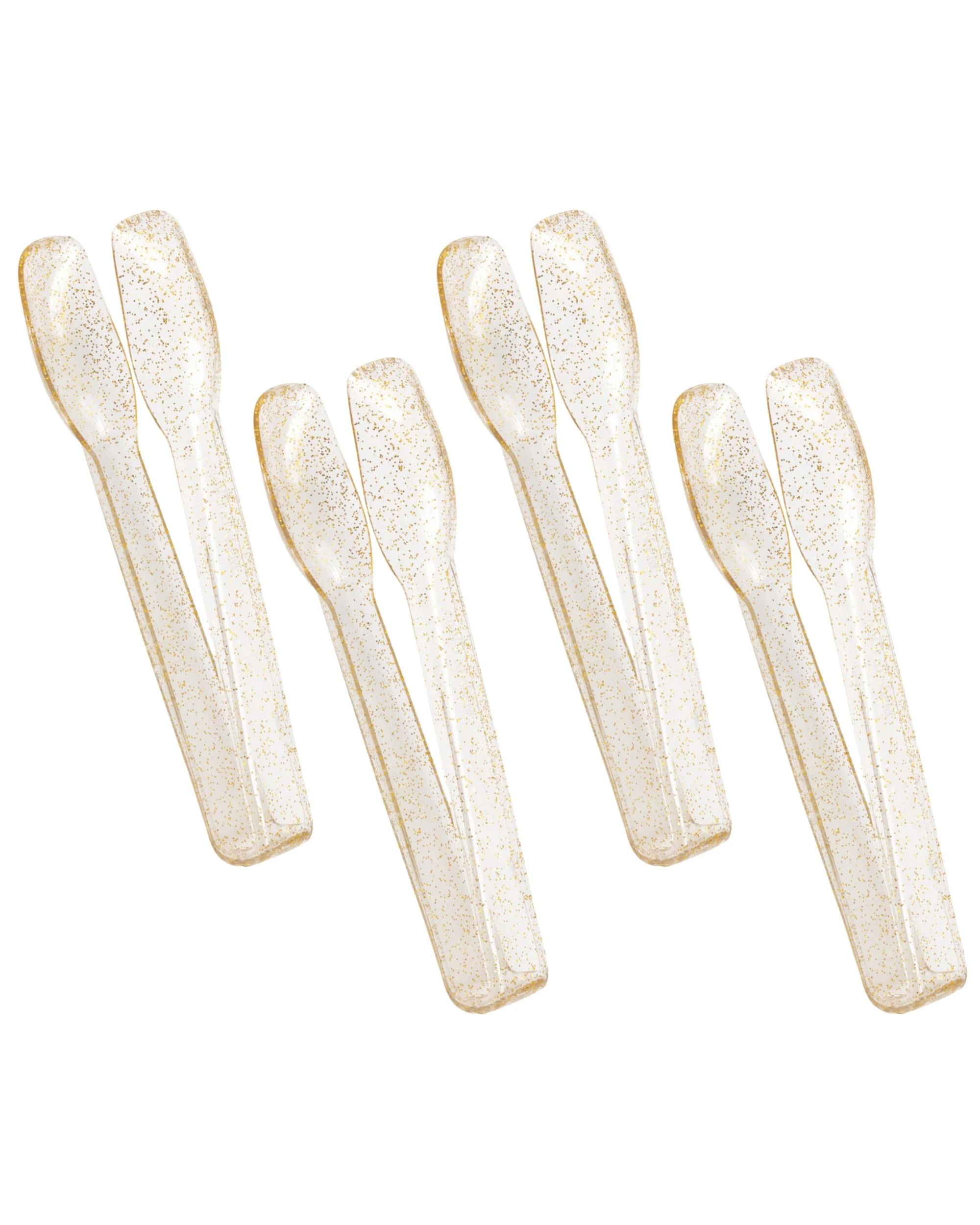 1 Unique Mini Glitter Reusable Salad Tongs Pack of 4 - Gold, 1 of 4