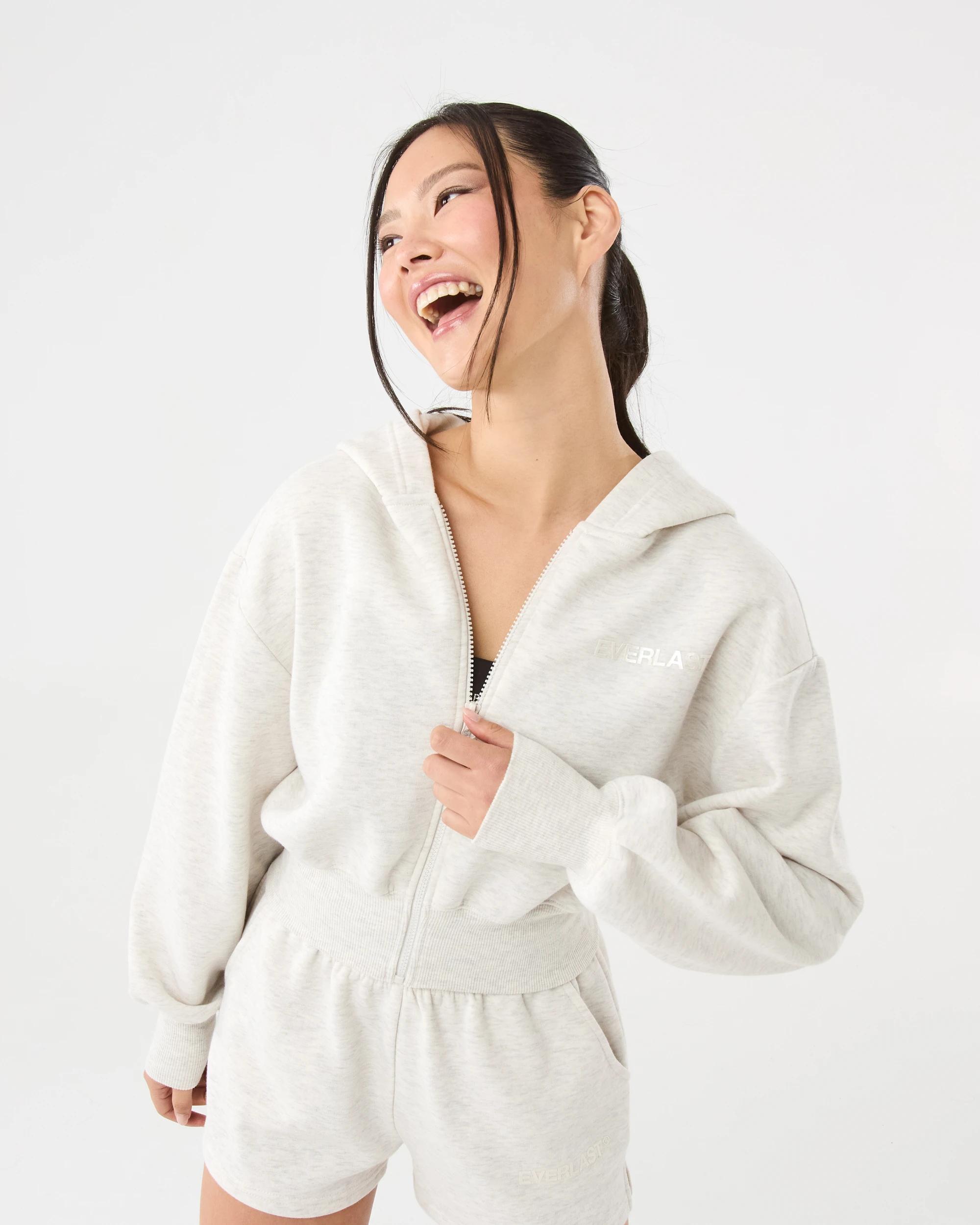 1 Everlast Womens Mid Length Zip Through Hoodie Oat Marle, 1 of 9