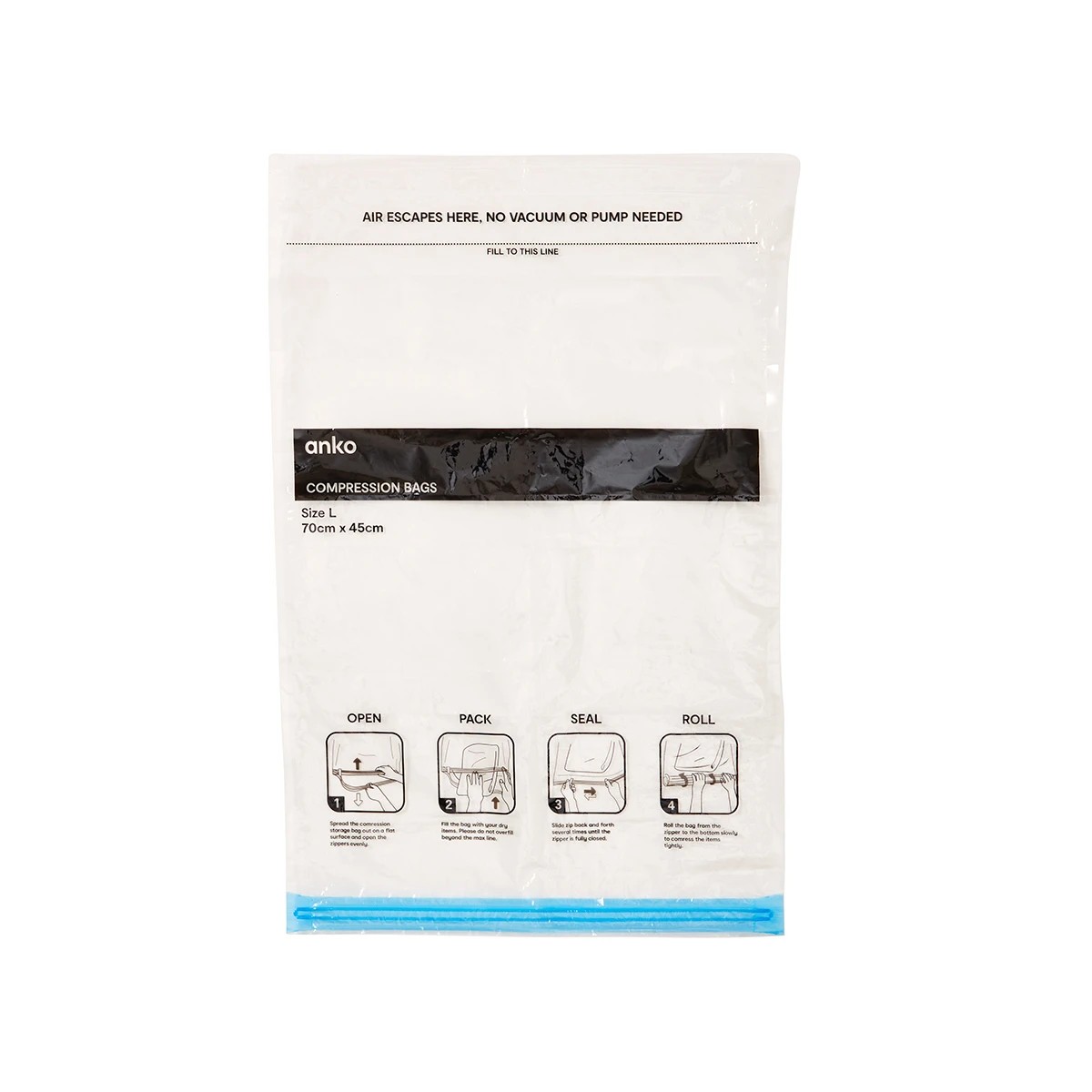 2 Travel Compression Storage Bags - Anko - Clear, 2 of 10