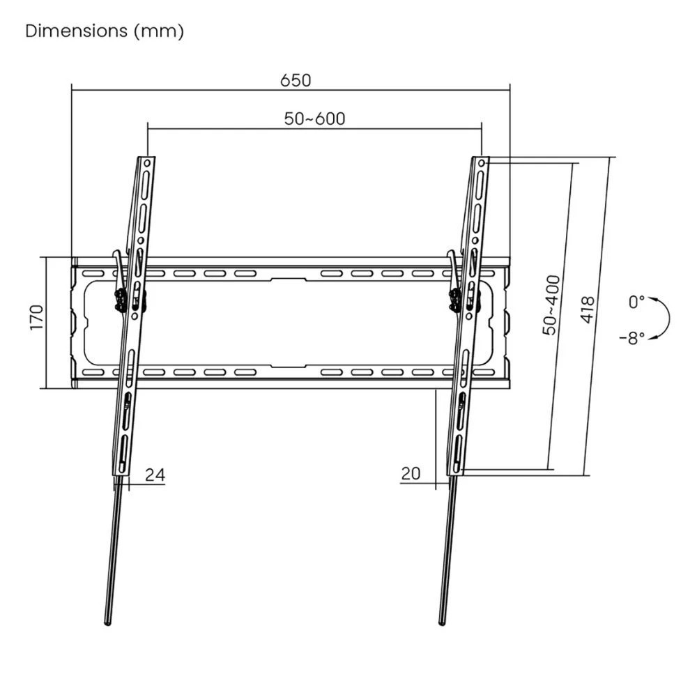 7 Brateck Medium Tilt TV Wall Mount 32 – 80" 45kg, 7 of 7