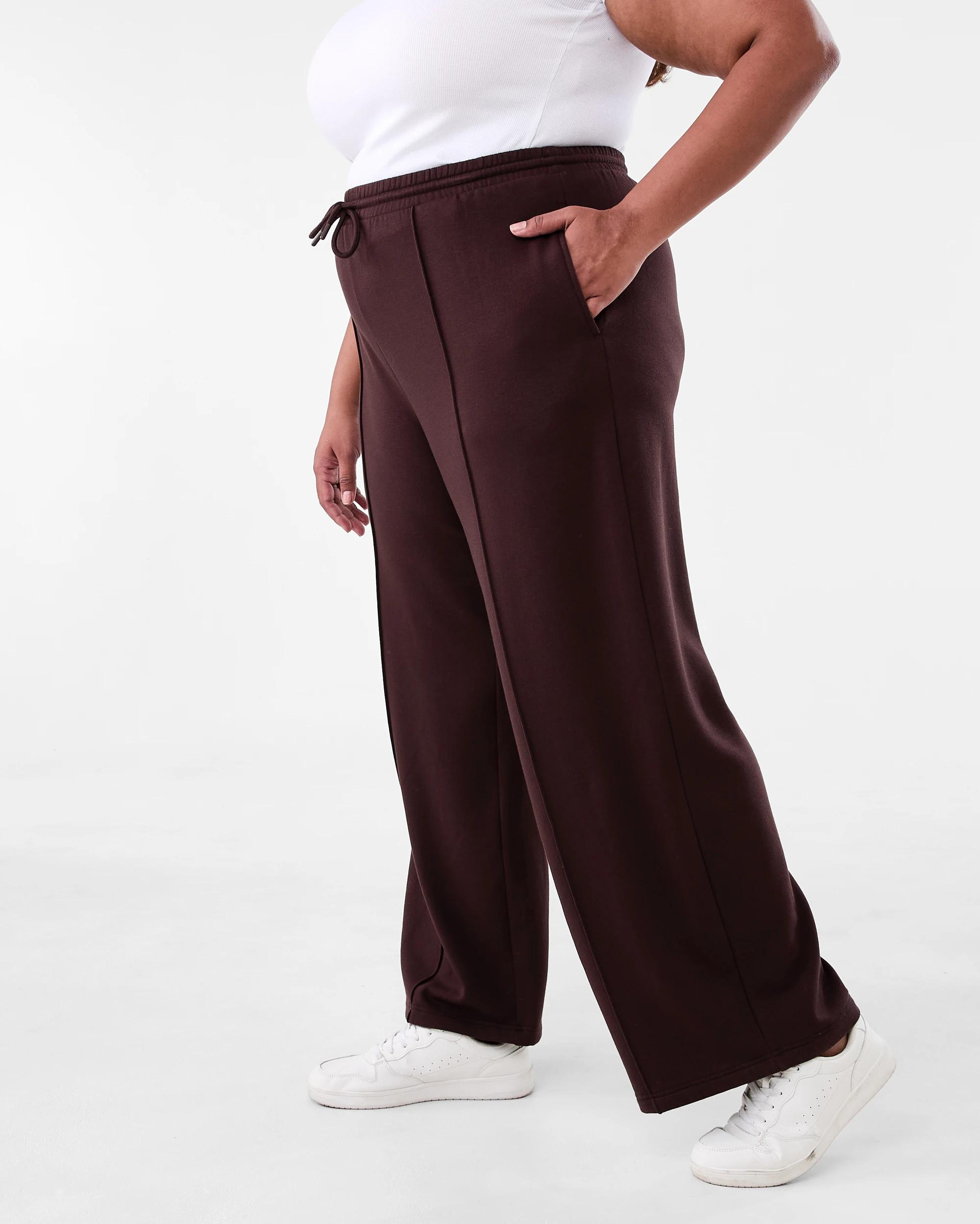 2 Curve Soft Touch Wide Leg Trackpants Choc Plum, 2 of 5