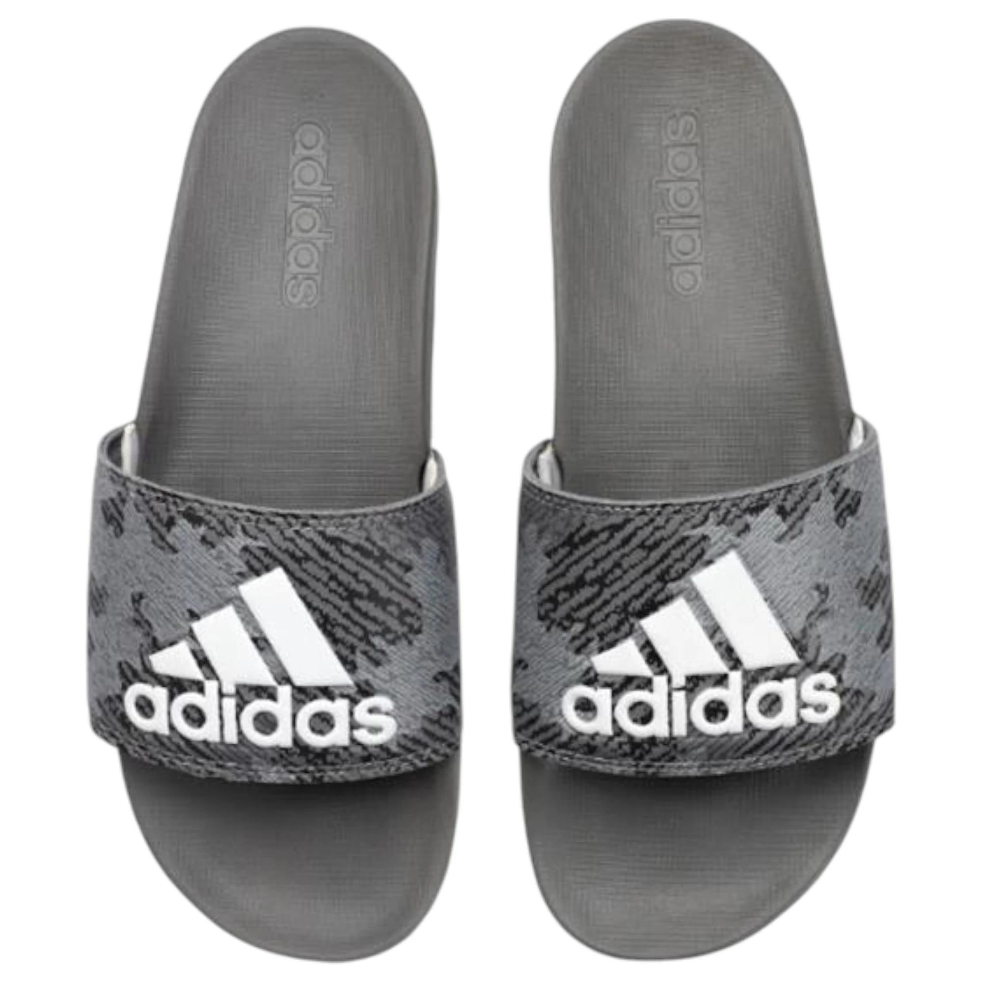 3 Adidas Mens Grey/White Adilette Comfort Sandals Slides GREY/WHITE/GREY, 3 of 3