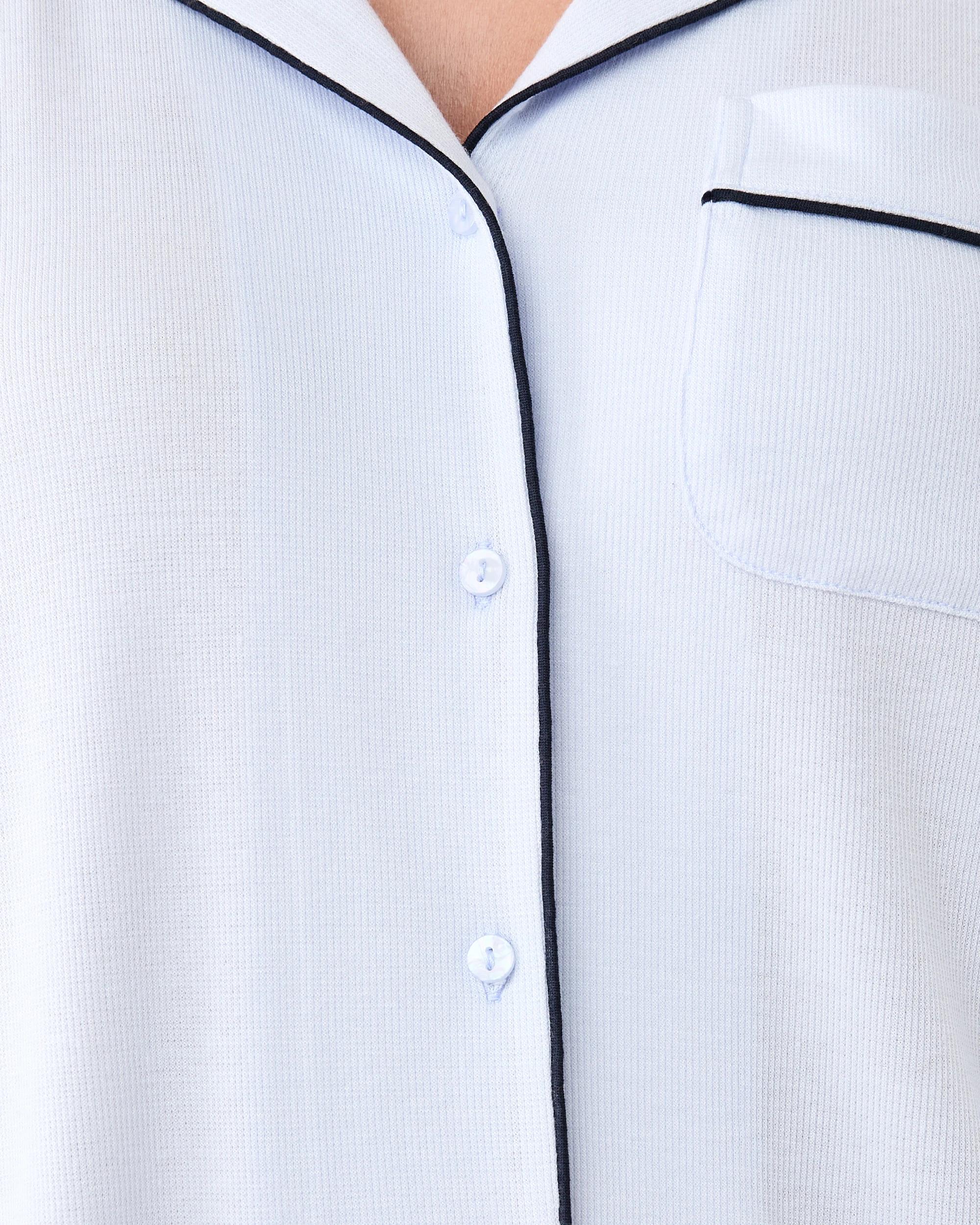 7 Long Sleeve Top and Pants Comfort Rib Pyjama Set Halo Blue, 7 of 8