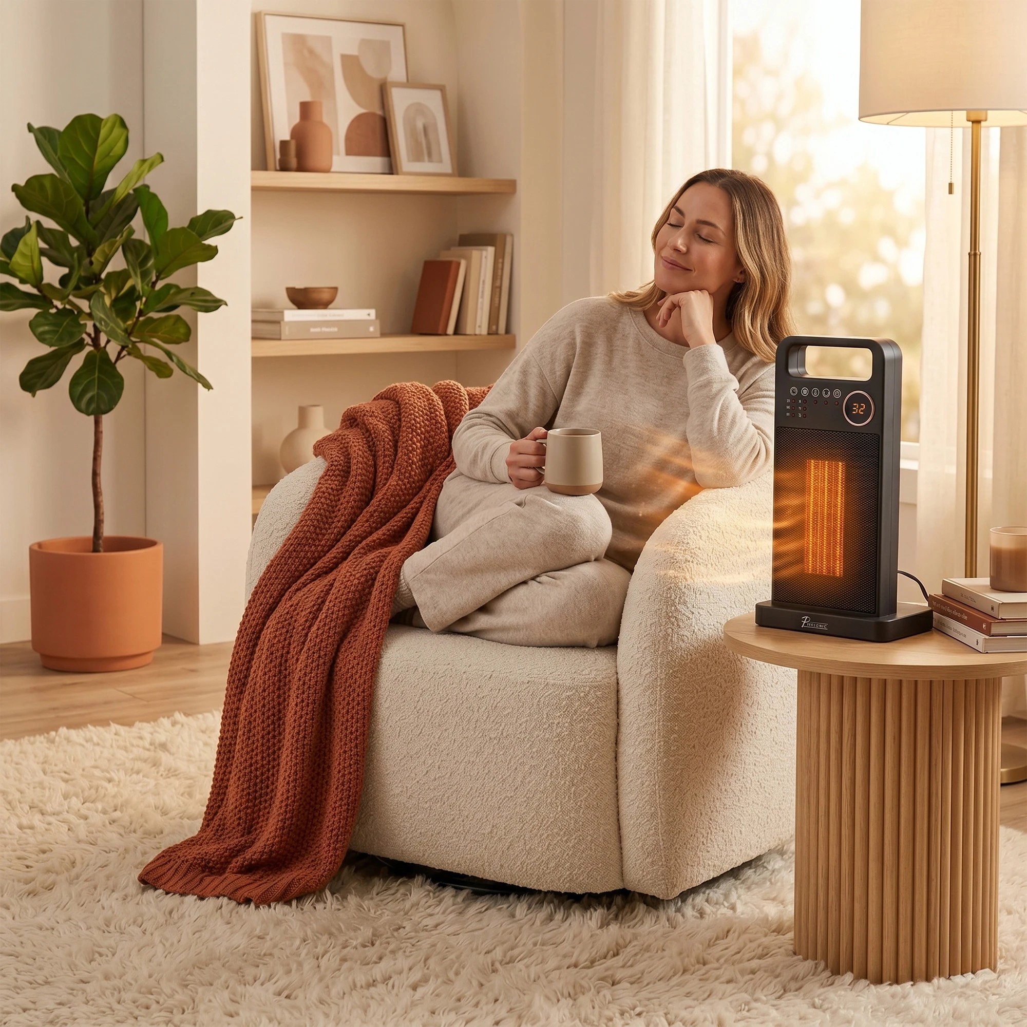 2 Pursonic Digital Ceramic Oscillating Tower Heater - Black, 2 of 4