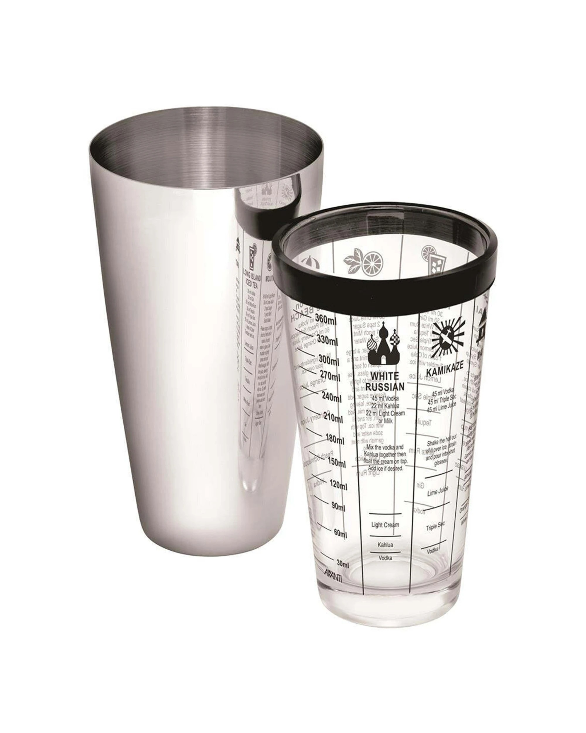 1 Avanti 2PC Stainless Steel Glass Boston Cocktail Shaker Set 400ml Secure - Multi, 1 of 1